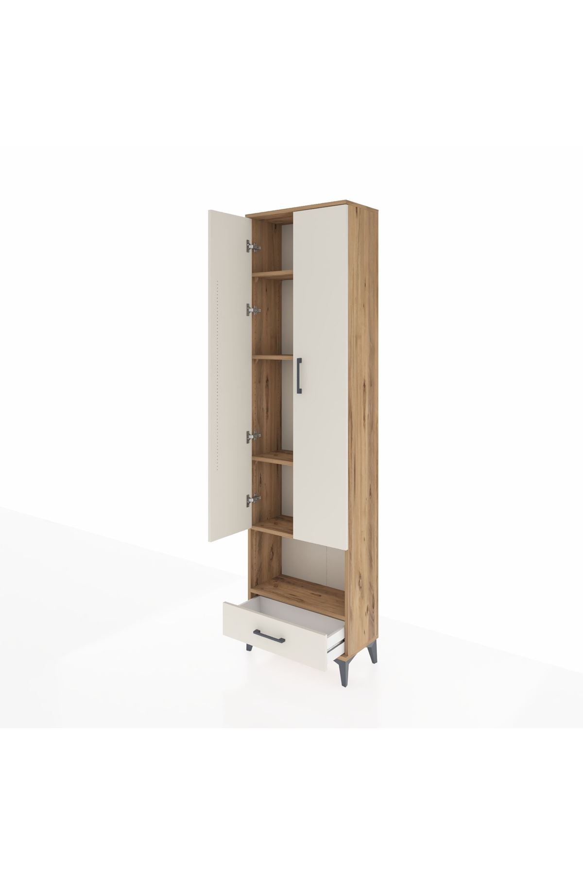 Arges Dolap 5 Raflı Tek Çekmeceli Tek Askılı 60x30x221 - S29M027V7A