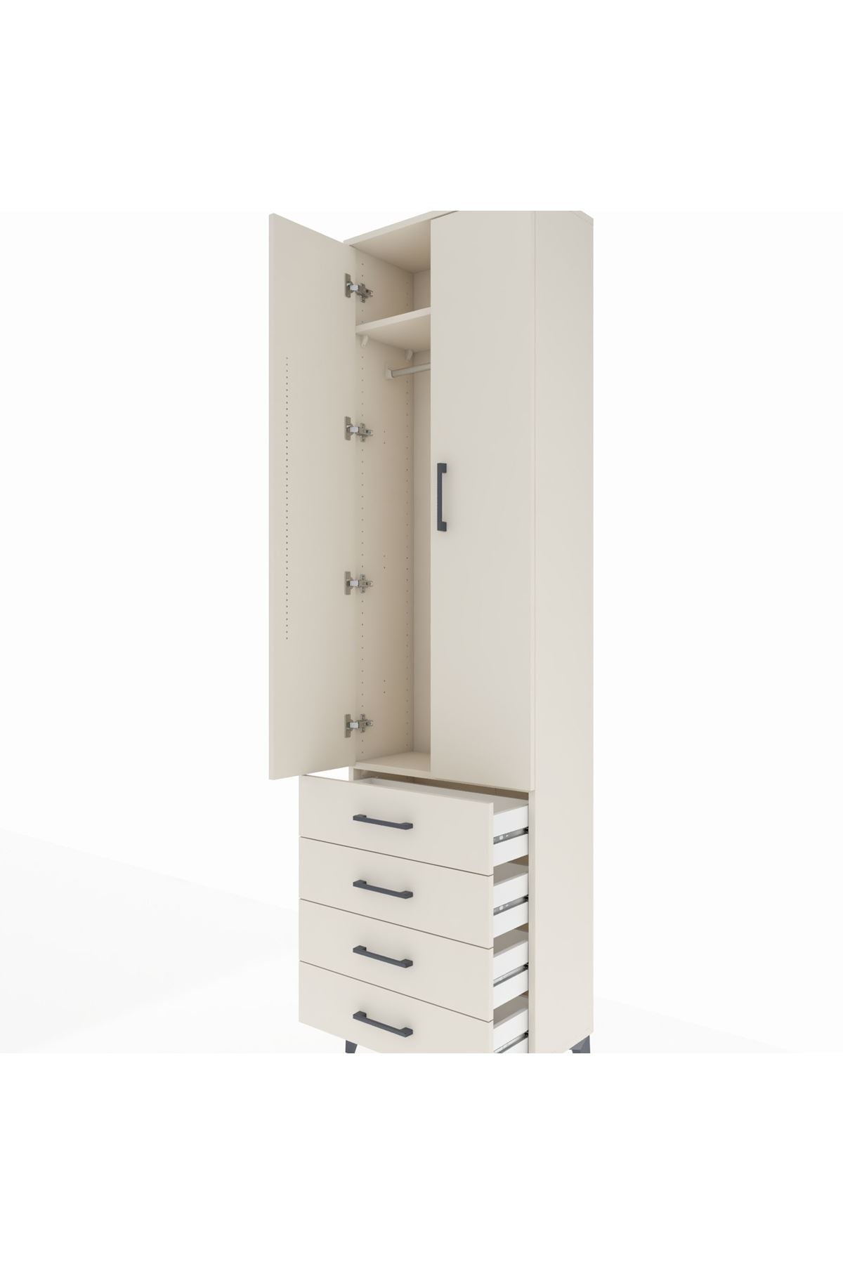 Arges Dolap 2 Raflı 4 Çekmeceli Tek Askılı 60x30x221 - S29M028V1A
