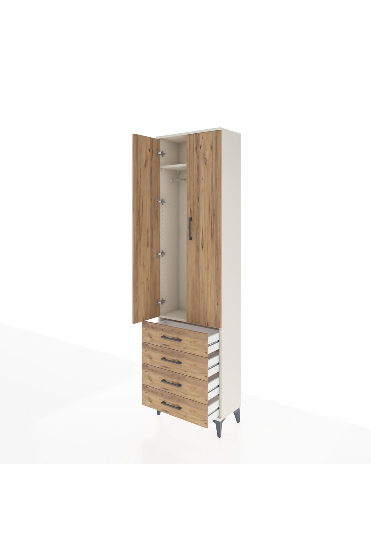 Arges Dolap 2 Raflı 4 Çekmeceli Tek Askılı 60x30x221 - S29M028V3A