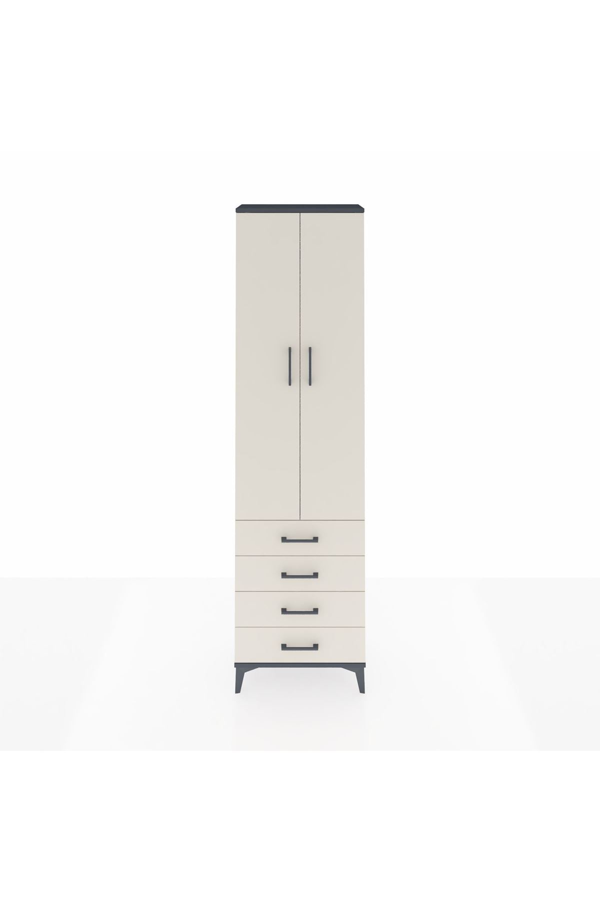 Arges Dolap 2 Raflı 4 Çekmeceli Tek Askılı 60x30x221 - S29M028V4A