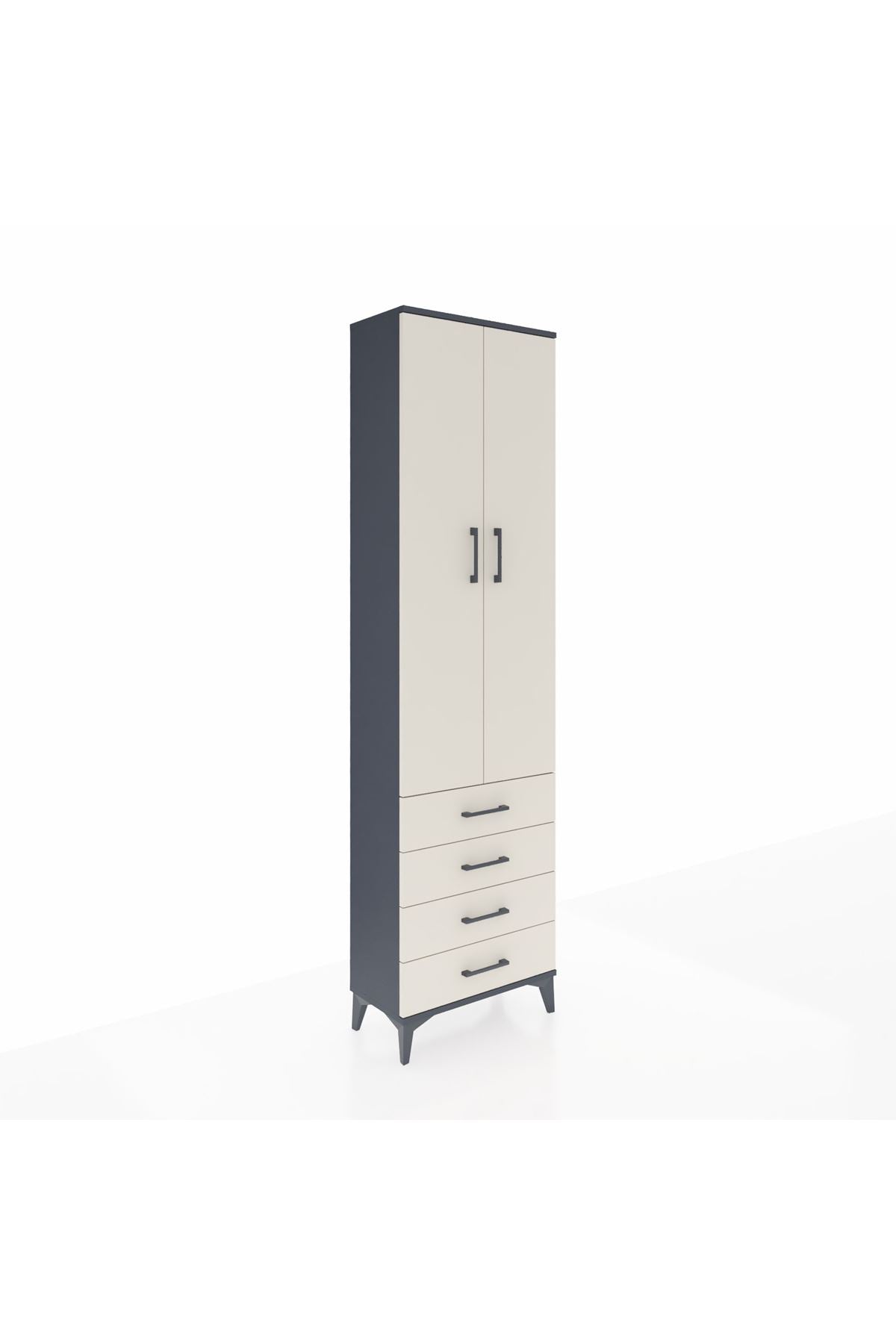 Arges Dolap 2 Raflı 4 Çekmeceli Tek Askılı 60x30x221 - S29M028V4A
