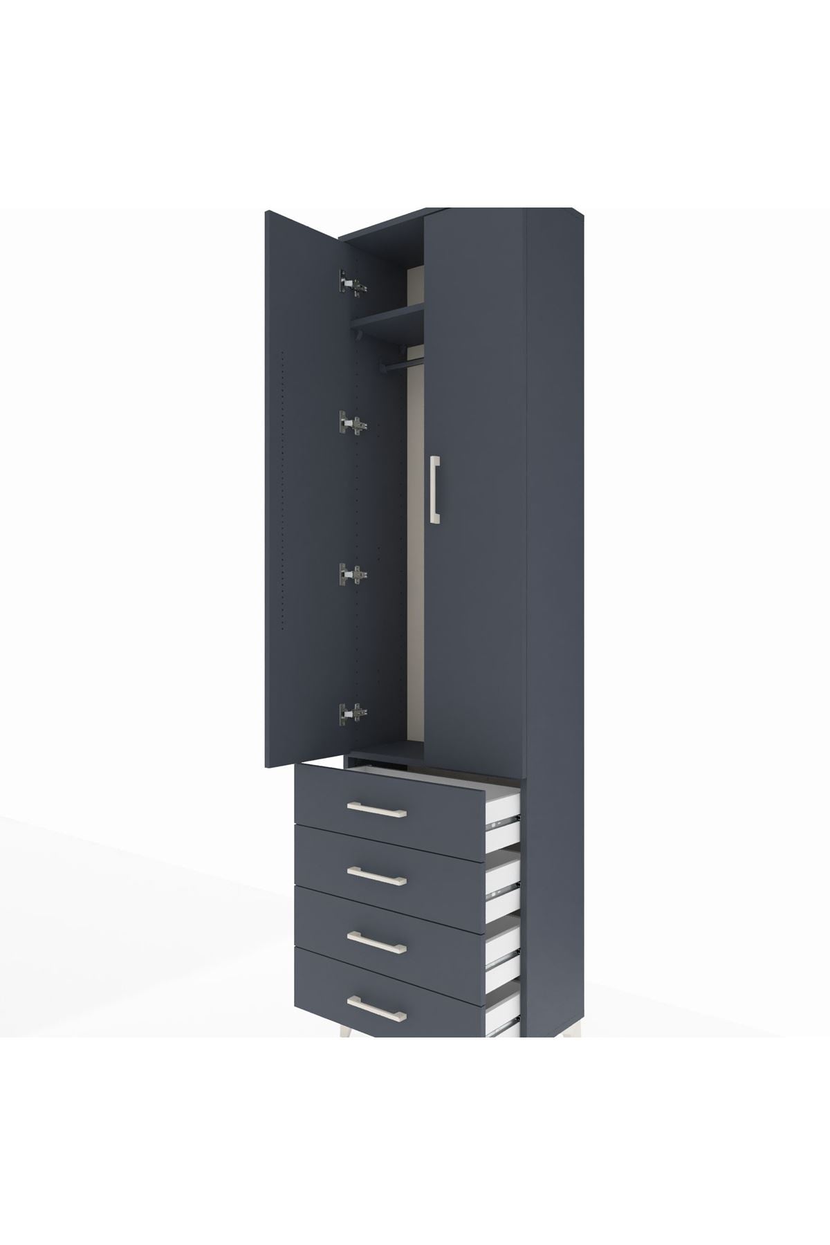 Arges Dolap 2 Raflı 4 Çekmeceli Tek Askılı 60x30x221 - S29M028V5A