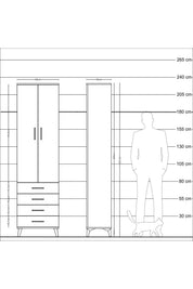 Arges Dolap 2 Raflı 4 Çekmeceli Tek Askılı 60x30x221 - S29M028V5A