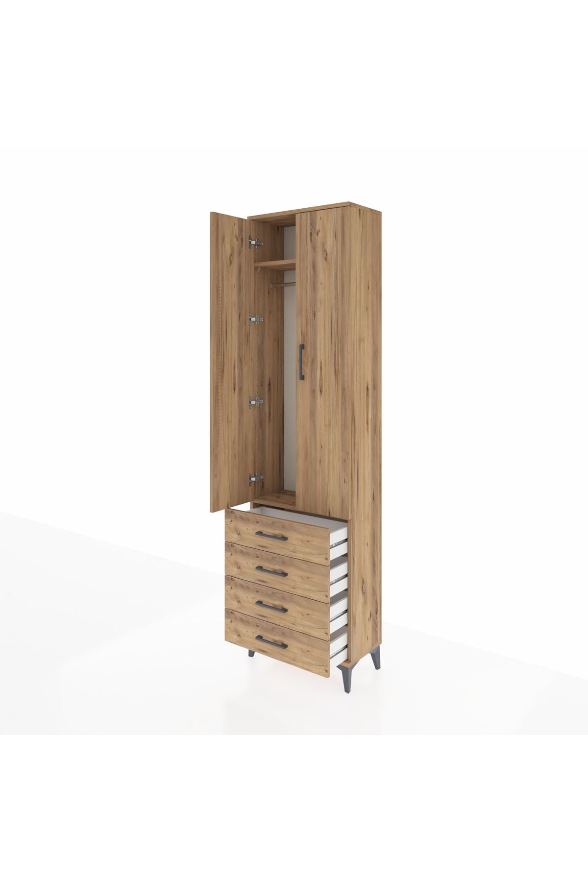 Arges Dolap 2 Raflı 4 Çekmeceli Tek Askılı 60x30x221 - S29M028V9A