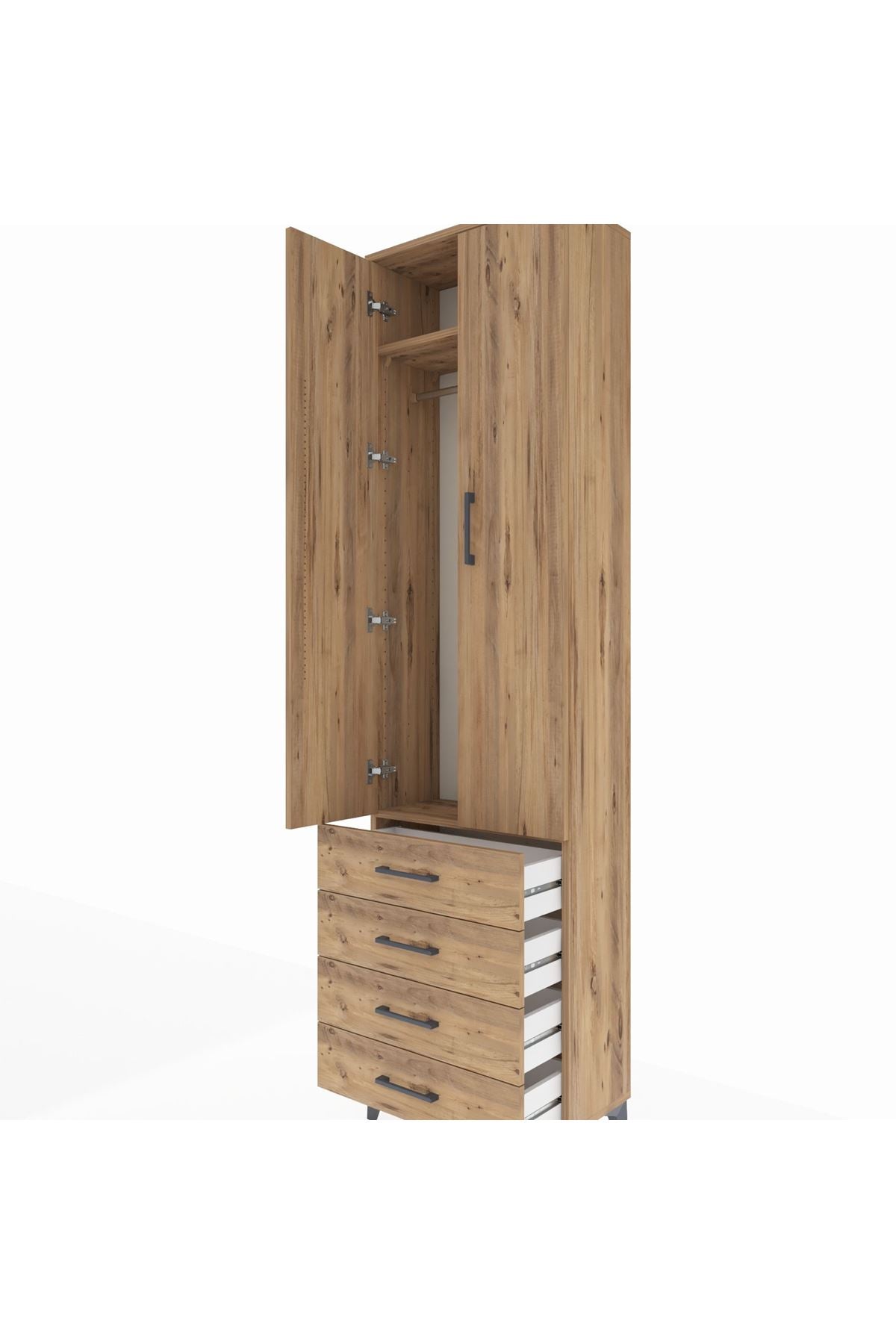Arges Dolap 2 Raflı 4 Çekmeceli Tek Askılı 60x30x221 - S29M028V9A