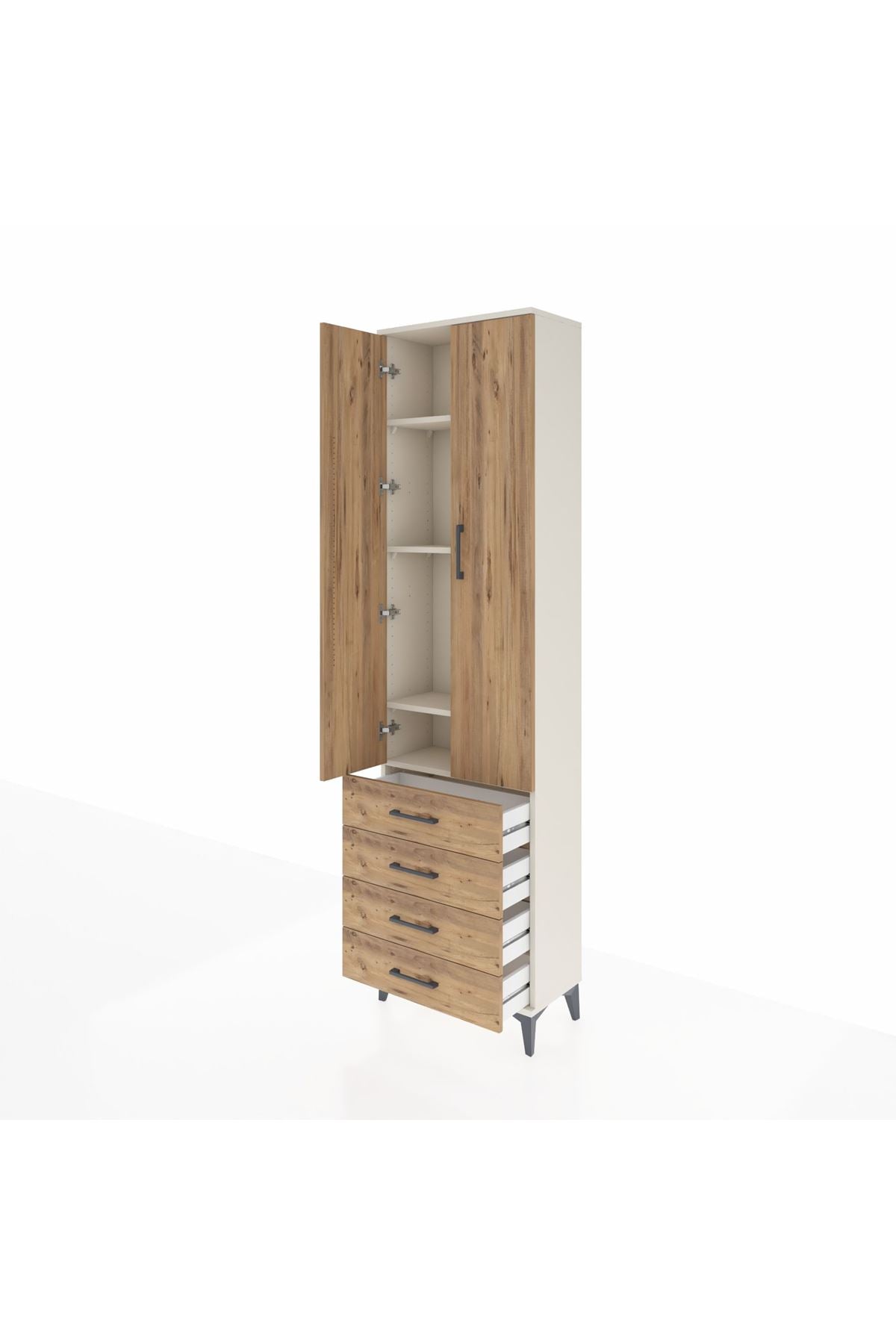 Arges Dolap 4 Raflı 4 Çekmeceli 2 Kapaklı 60x30x221 - S29M029V3A