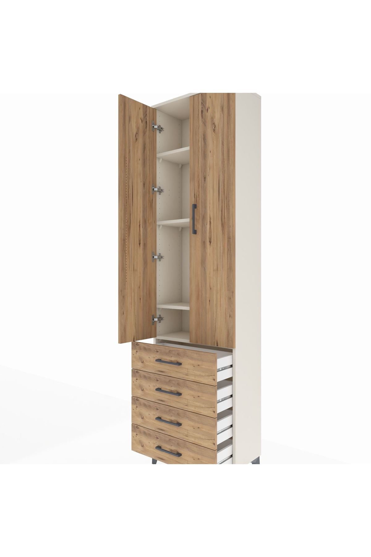 Arges Dolap 4 Raflı 4 Çekmeceli 2 Kapaklı 60x30x221 - S29M029V3A