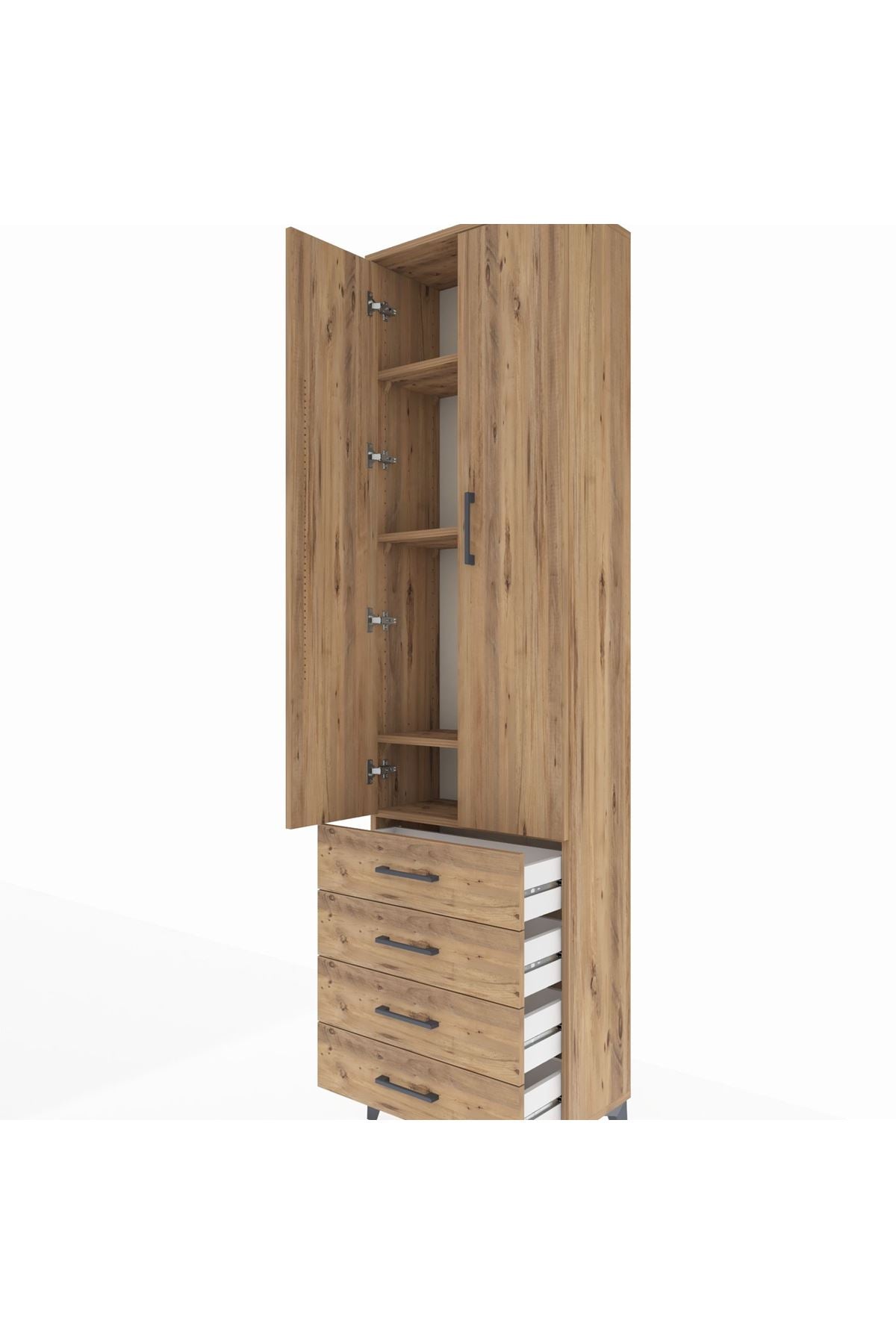 Arges Dolap 4 Raflı 4 Çekmeceli 2 Kapaklı 60x30x221 - S29M029V9A