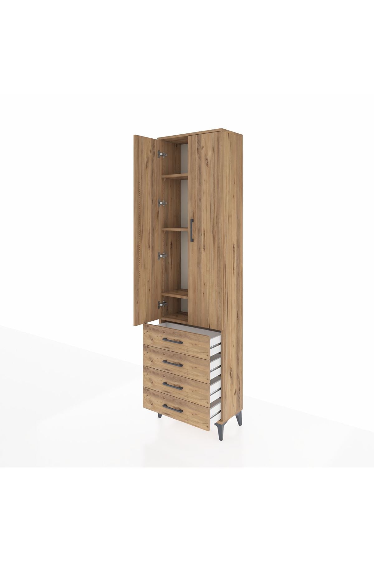 Arges Dolap 4 Raflı 4 Çekmeceli 2 Kapaklı 60x30x221 - S29M029V9A