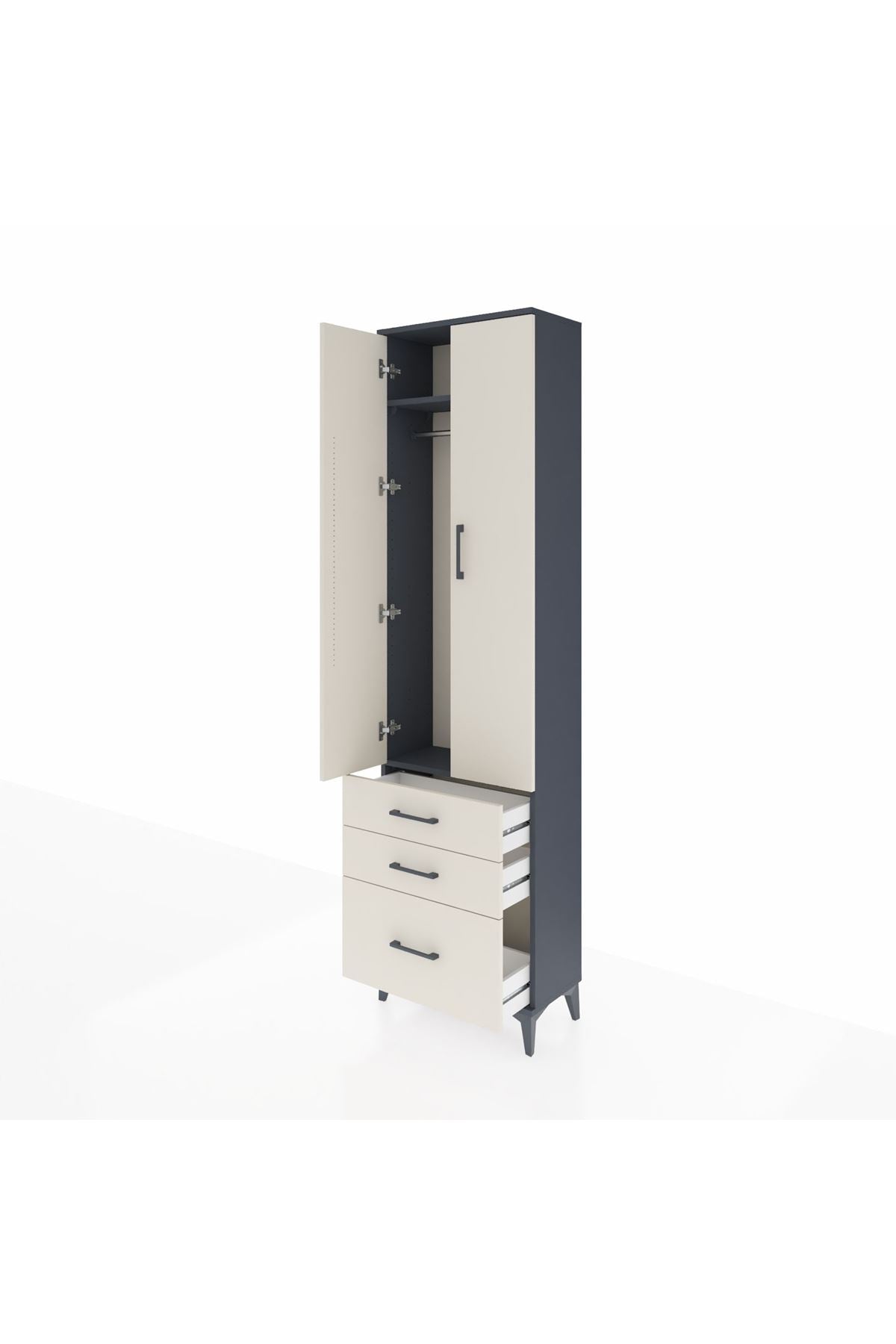 Arges Dolap 2 Raflı 3 Çekmeceli Tek Askılı 60x30x221 - S29M031V4A