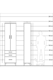 Arges Dolap 2 Raflı 3 Çekmeceli Tek Askılı 60x30x221 - S29M031V4A