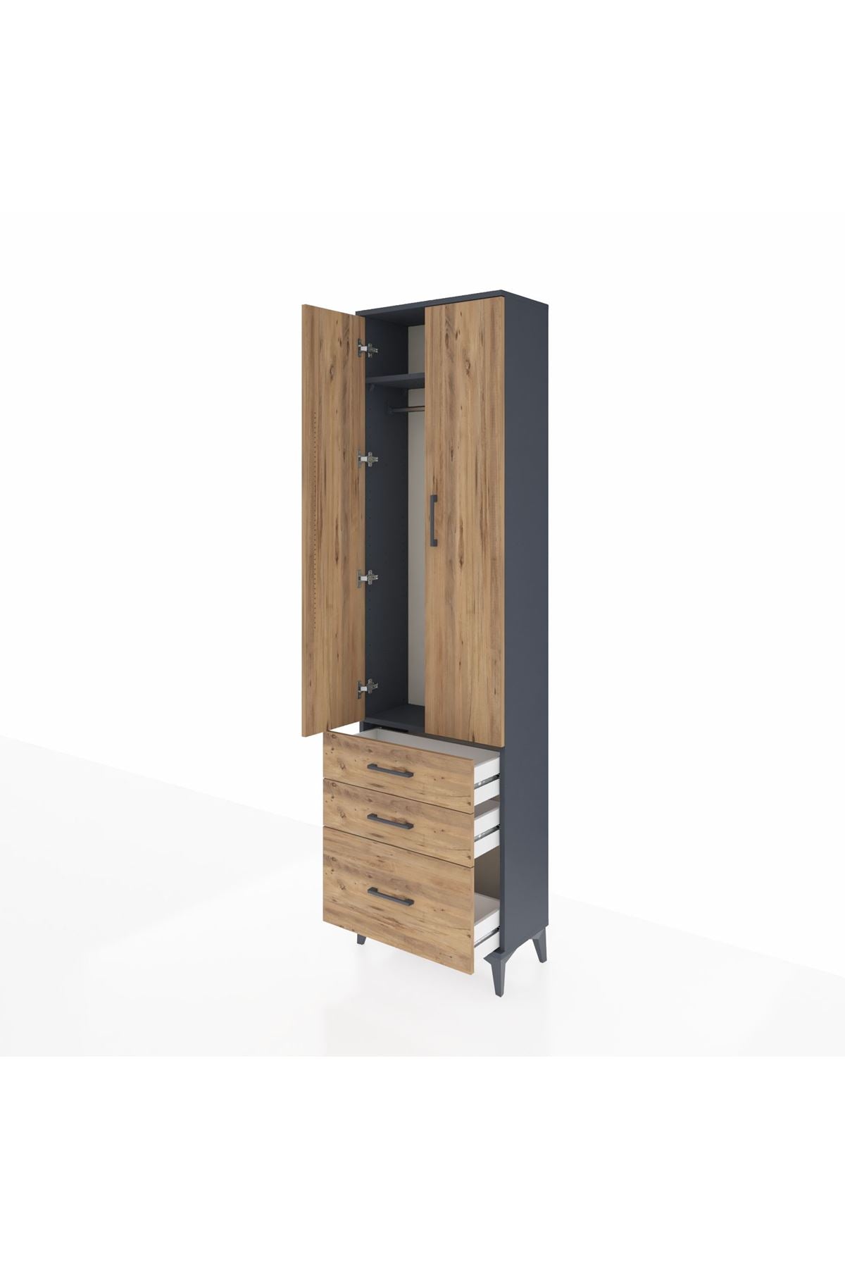Arges Dolap 2 Raflı 3 Çekmeceli Tek Askılı 60x30x221 - S29M031V6A