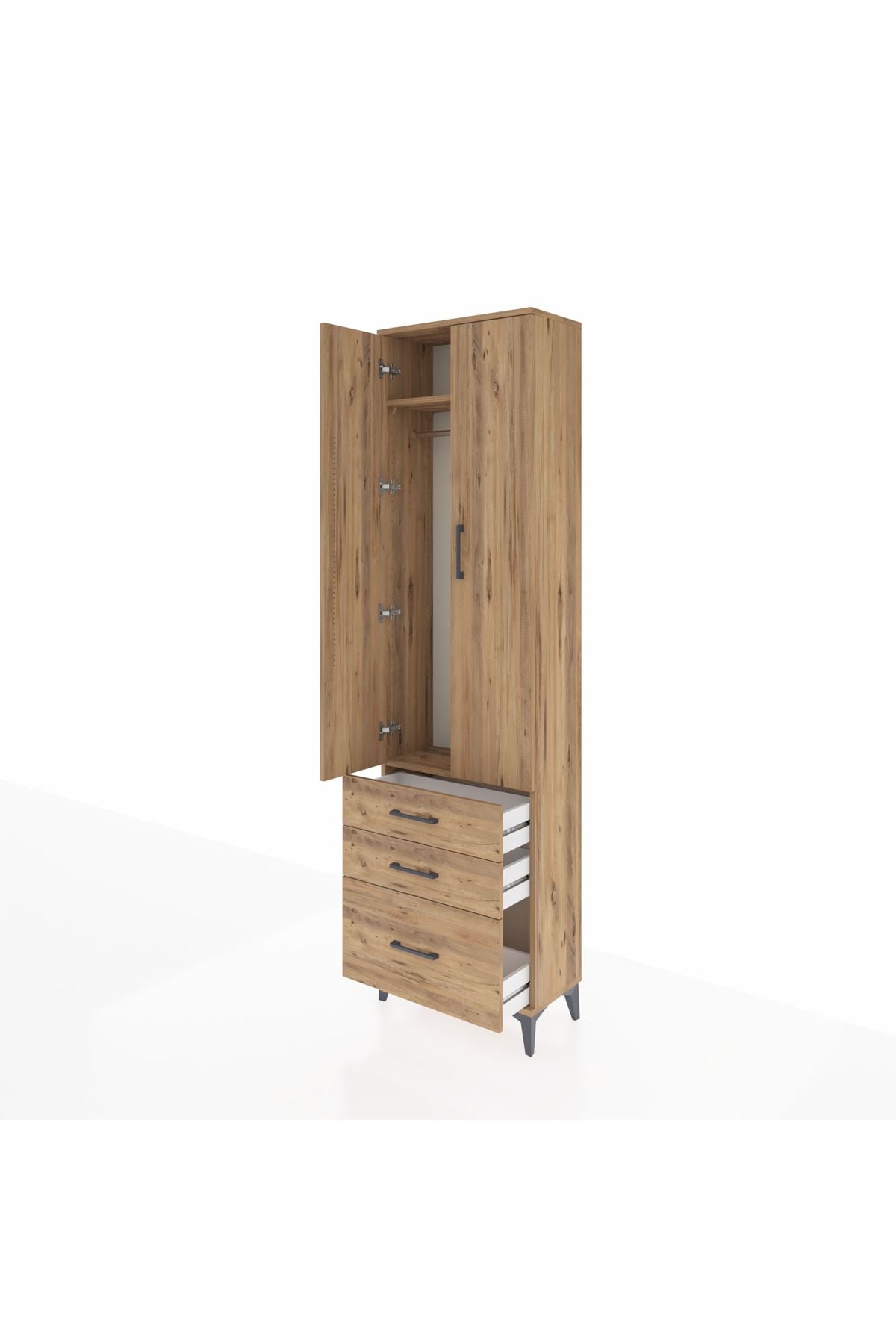 Arges Dolap 2 Raflı 3 Çekmeceli Tek Askılı 60x30x221 - S29M031V9A