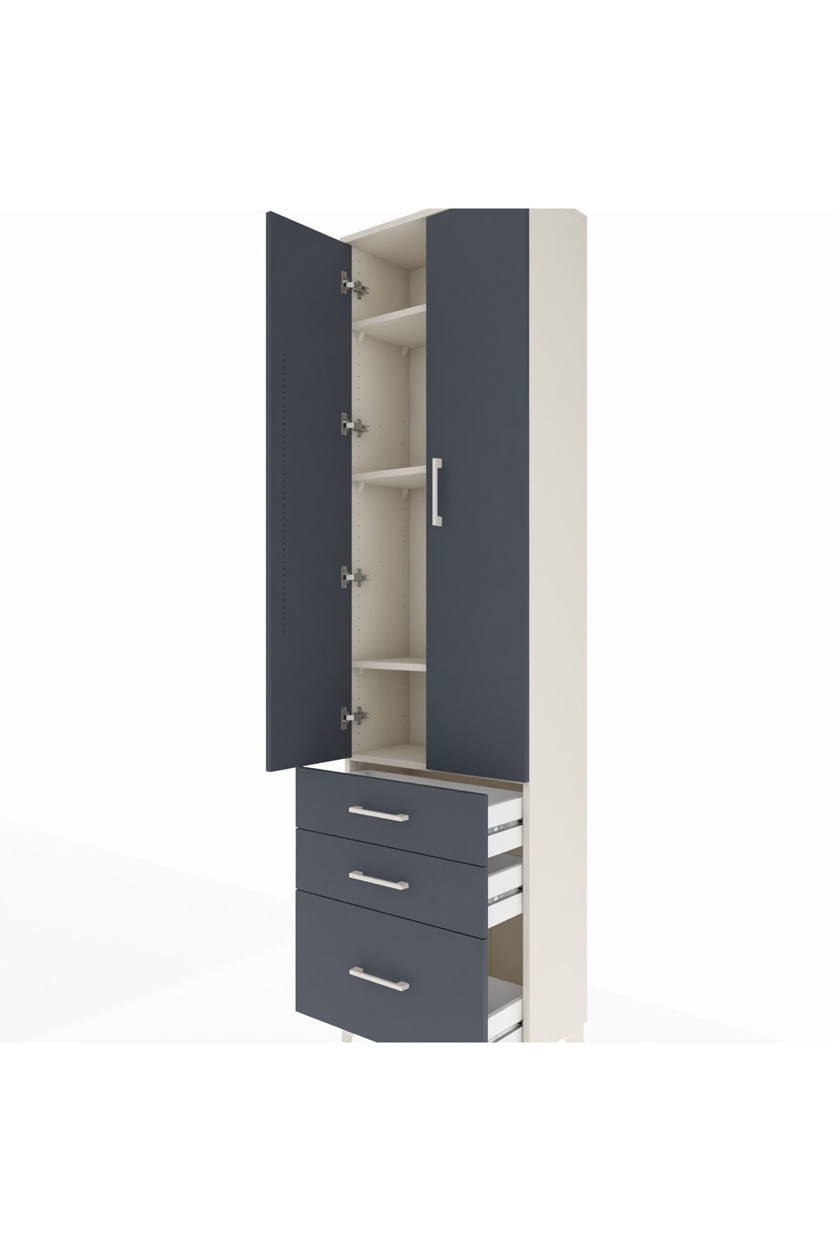 Arges Dolap 4 Raflı 3 Çekmeceli 2 Kapaklı 60x30x221 - S29M032V2A