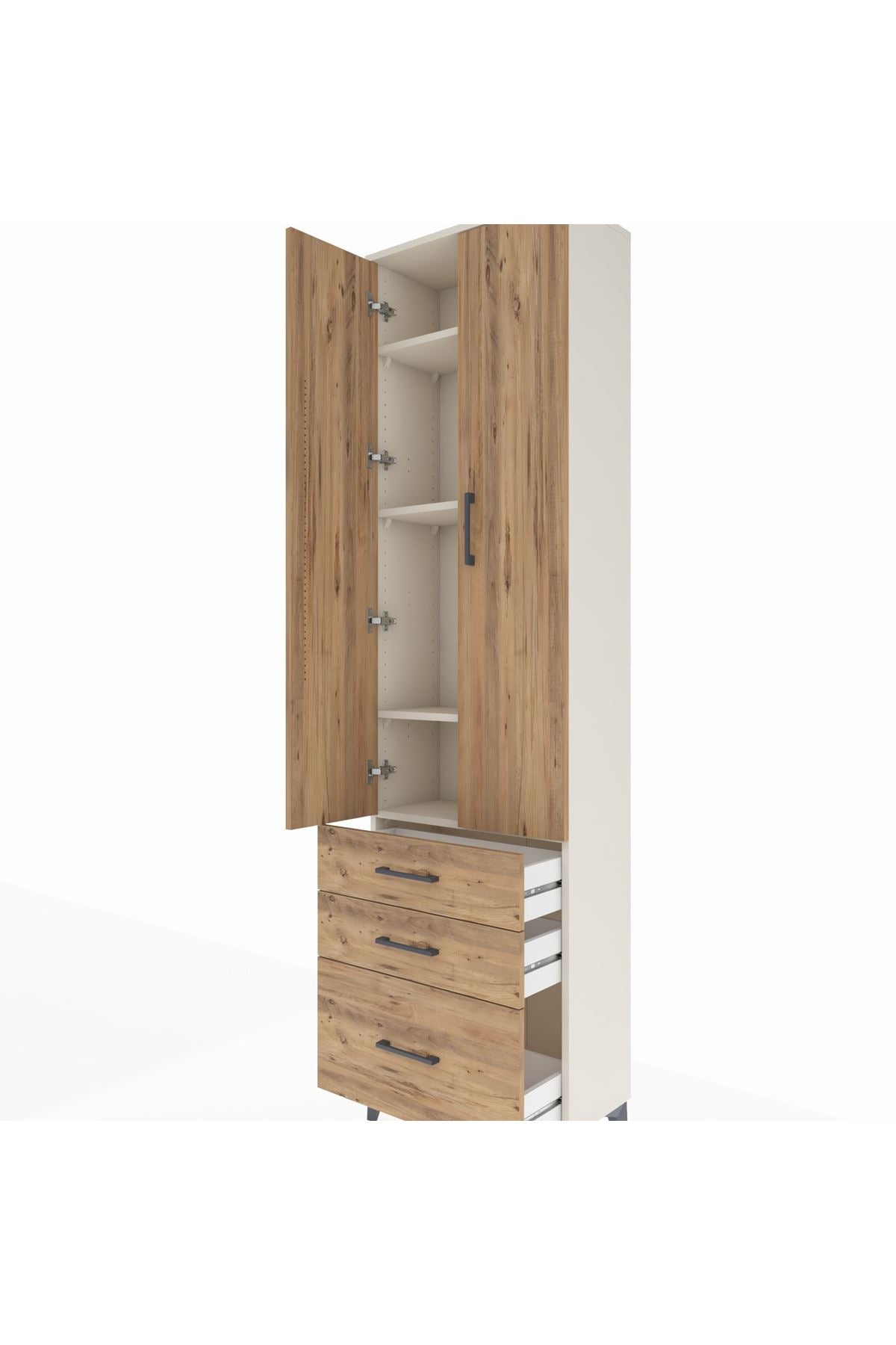 Arges Dolap 4 Raflı 3 Çekmeceli 2 Kapaklı 60x30x221 - S29M032V3A