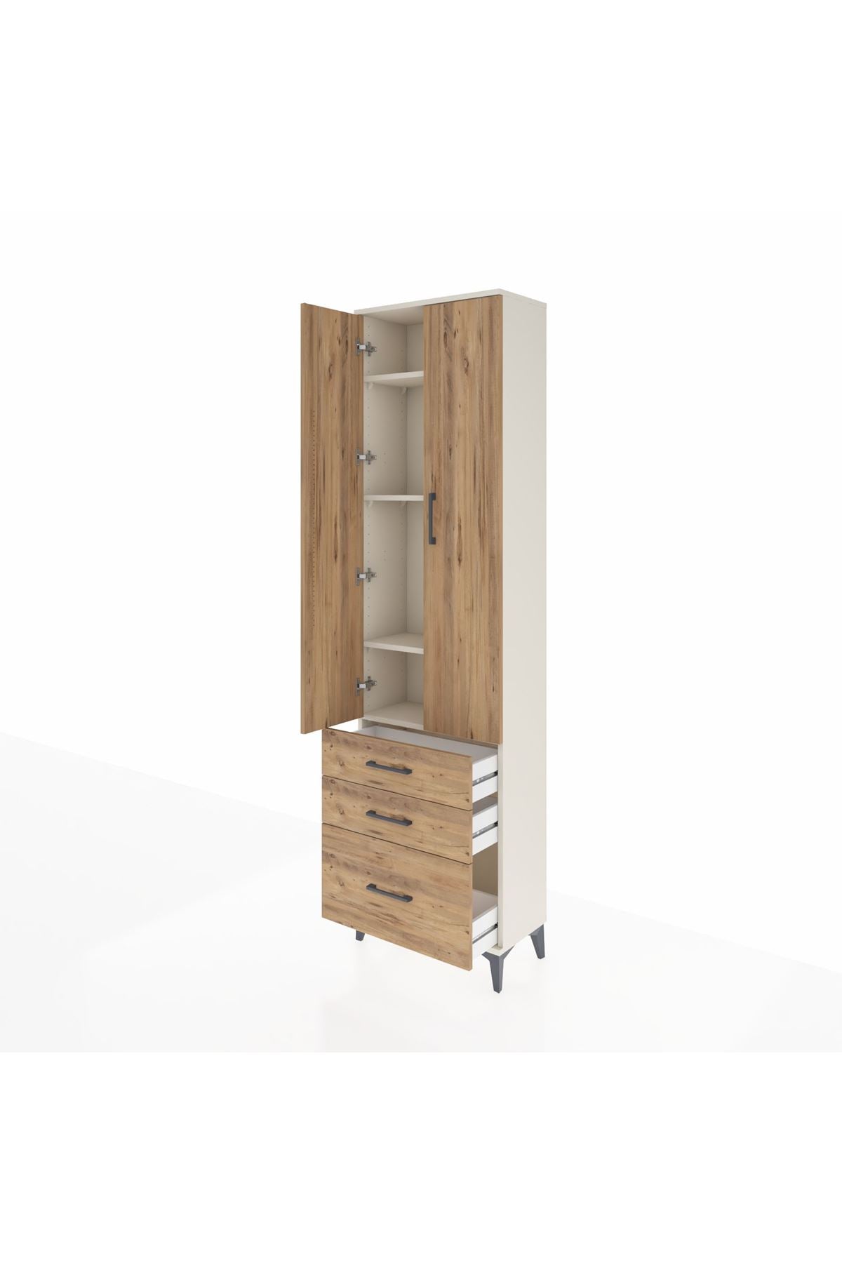 Arges Dolap 4 Raflı 3 Çekmeceli 2 Kapaklı 60x30x221 - S29M032V3A