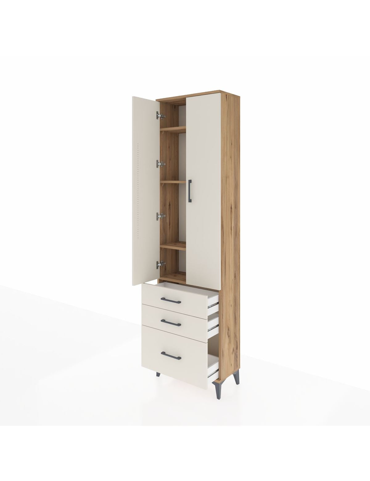 Arges Dolap 4 Raflı 3 Çekmeceli 2 Kapaklı 60x30x221 - S29M032V7A