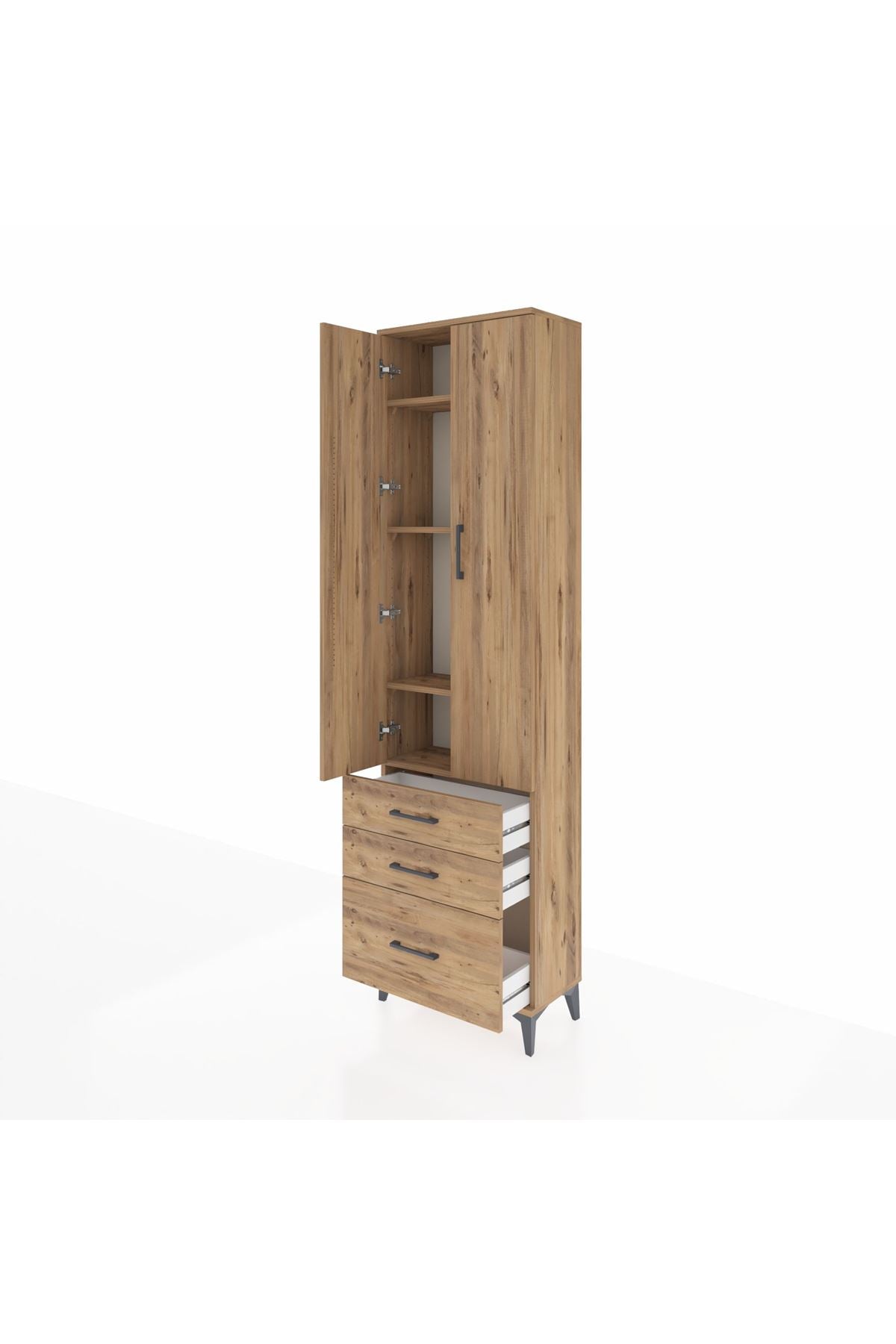 Arges Dolap 4 Raflı 3 Çekmeceli 2 Kapaklı 60x30x221 - S29M032V9A