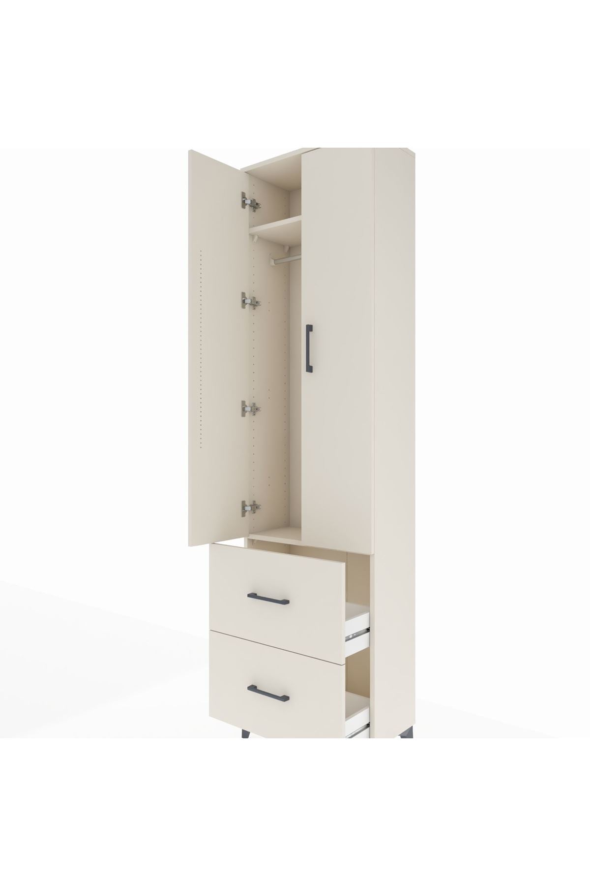 Arges Dolap 2 Raflı 2 Çekmeceli Tek Askılı 60x30x221 - S29M034V1A