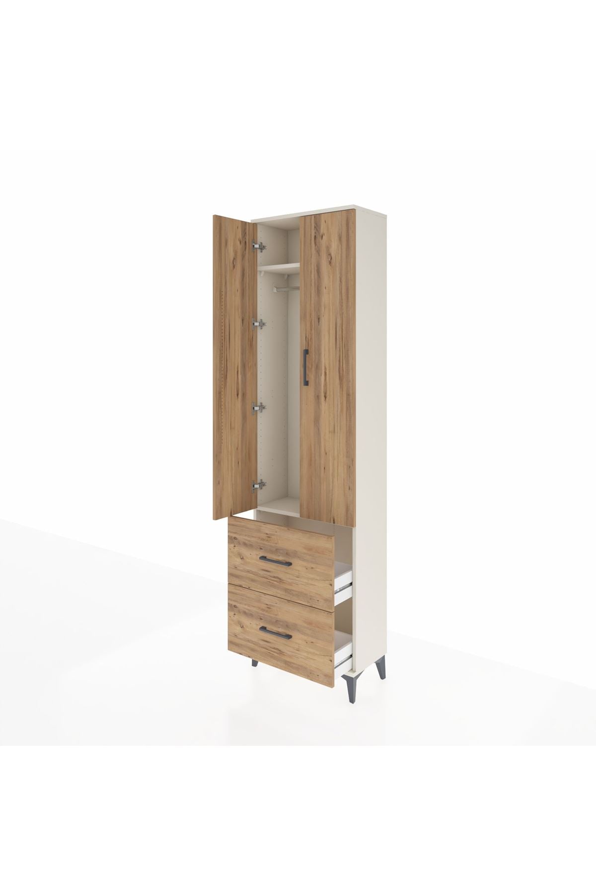 Arges Dolap 2 Raflı 2 Çekmeceli Tek Askılı 60x30x221 - S29M034V3A