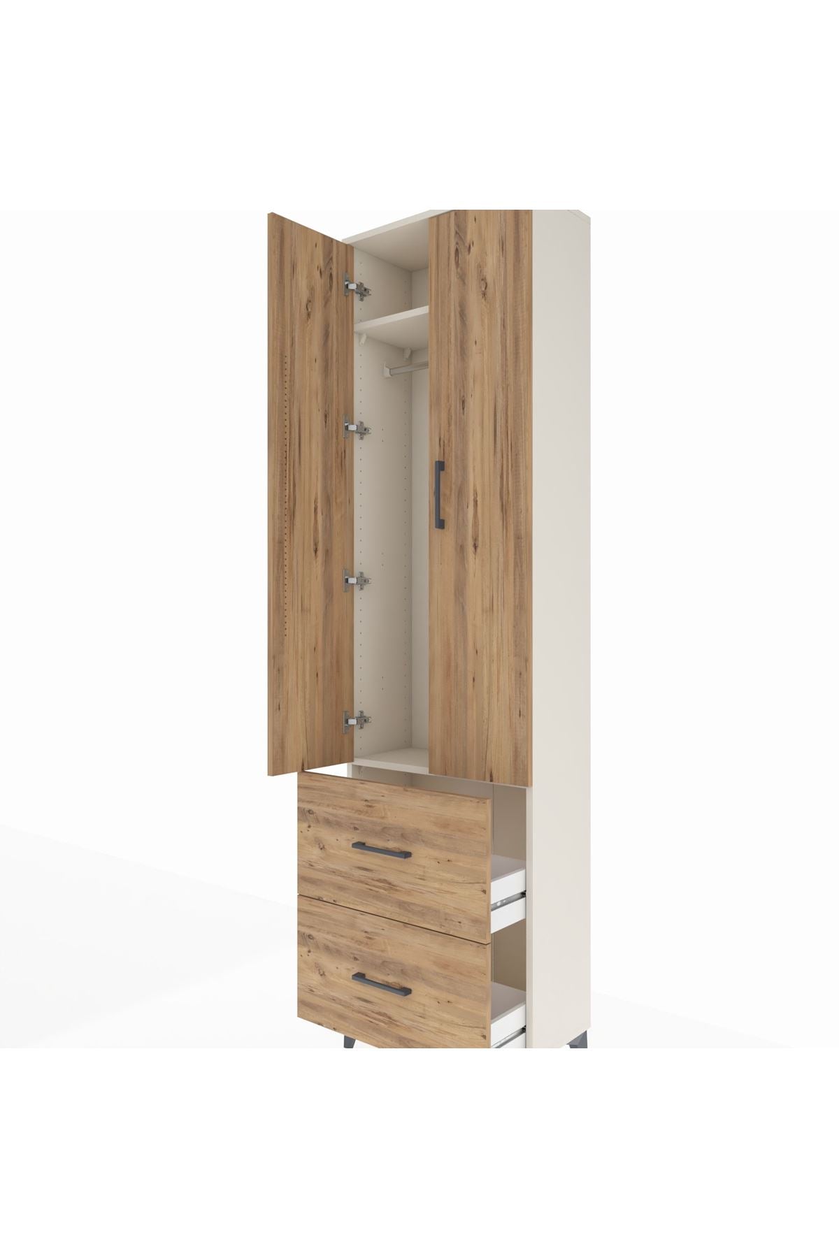 Arges Dolap 2 Raflı 2 Çekmeceli Tek Askılı 60x30x221 - S29M034V3A