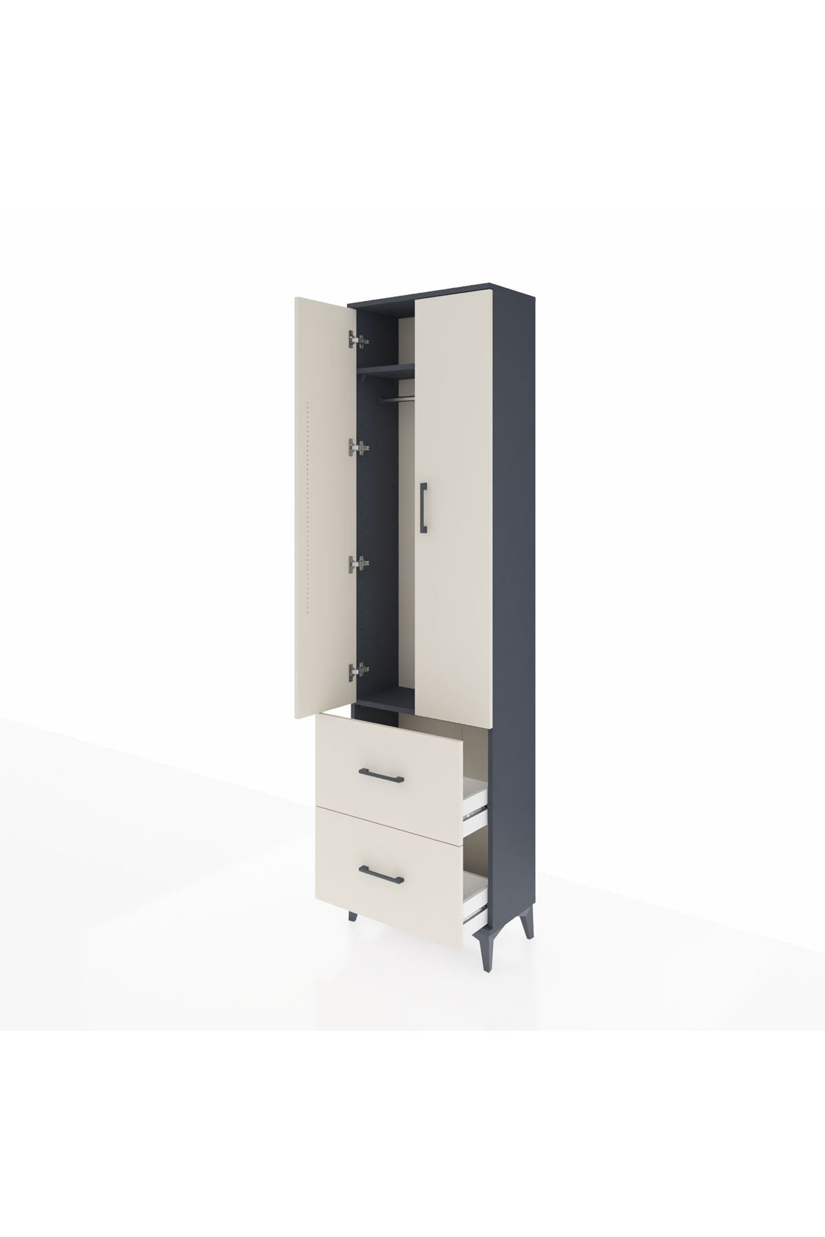Arges Dolap 2 Raflı 2 Çekmeceli Tek Askılı 60x30x221 - S29M034V4A