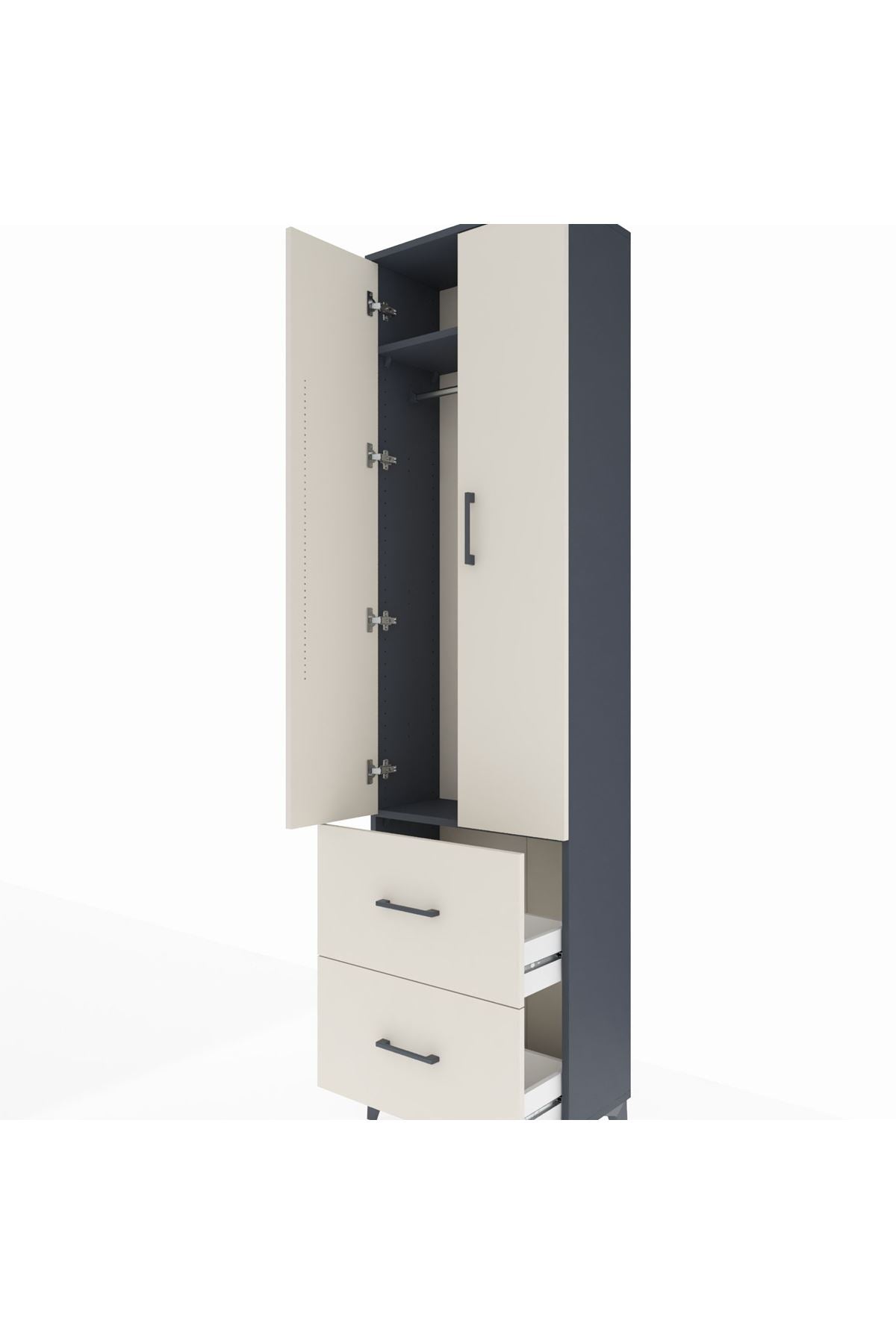 Arges Dolap 2 Raflı 2 Çekmeceli Tek Askılı 60x30x221 - S29M034V4A