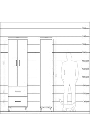 Arges Dolap 2 Raflı 2 Çekmeceli Tek Askılı 60x30x221 - S29M034V6A