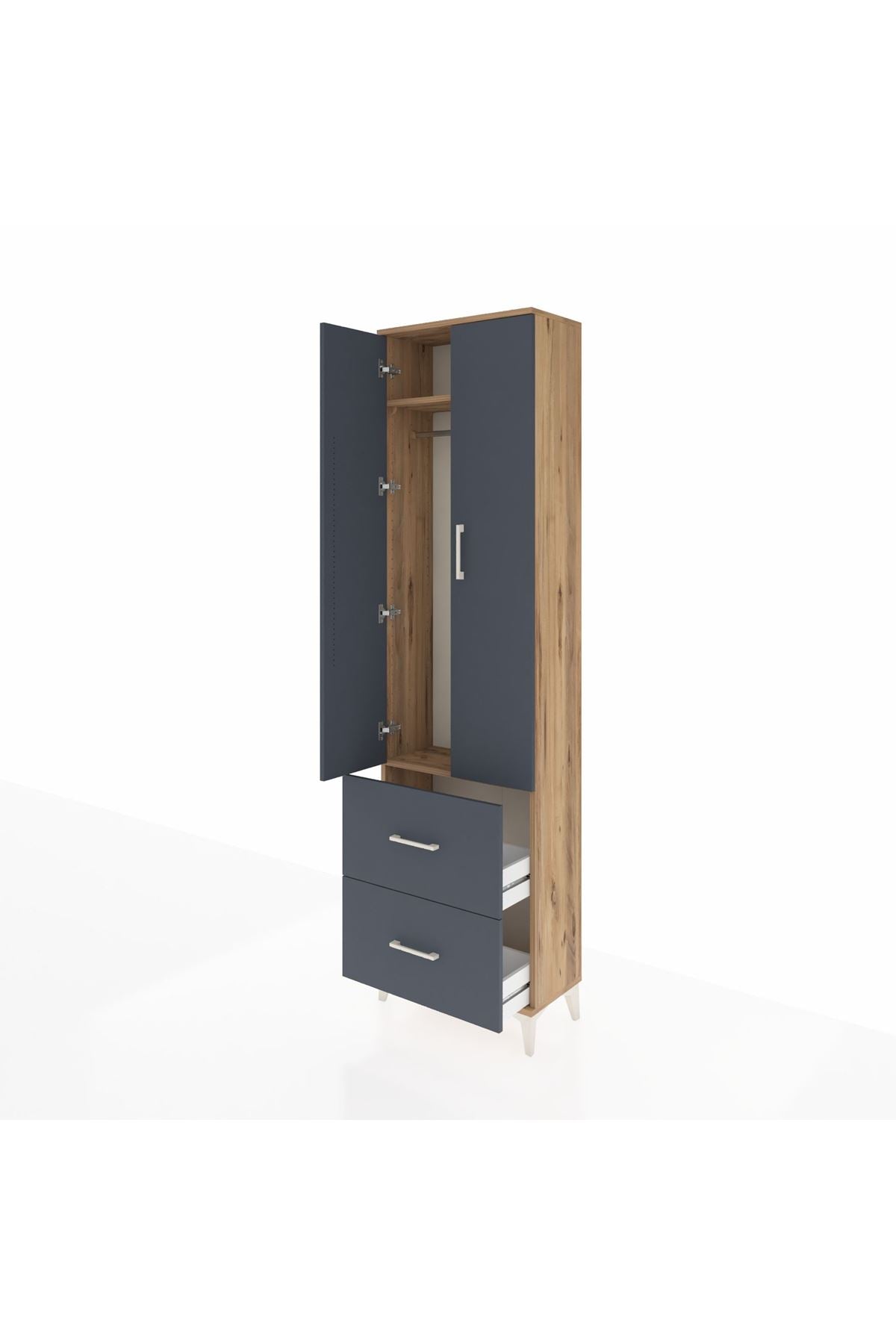 Arges Dolap 2 Raflı 2 Çekmeceli Tek Askılı 60x30x221 - S29M034V8A
