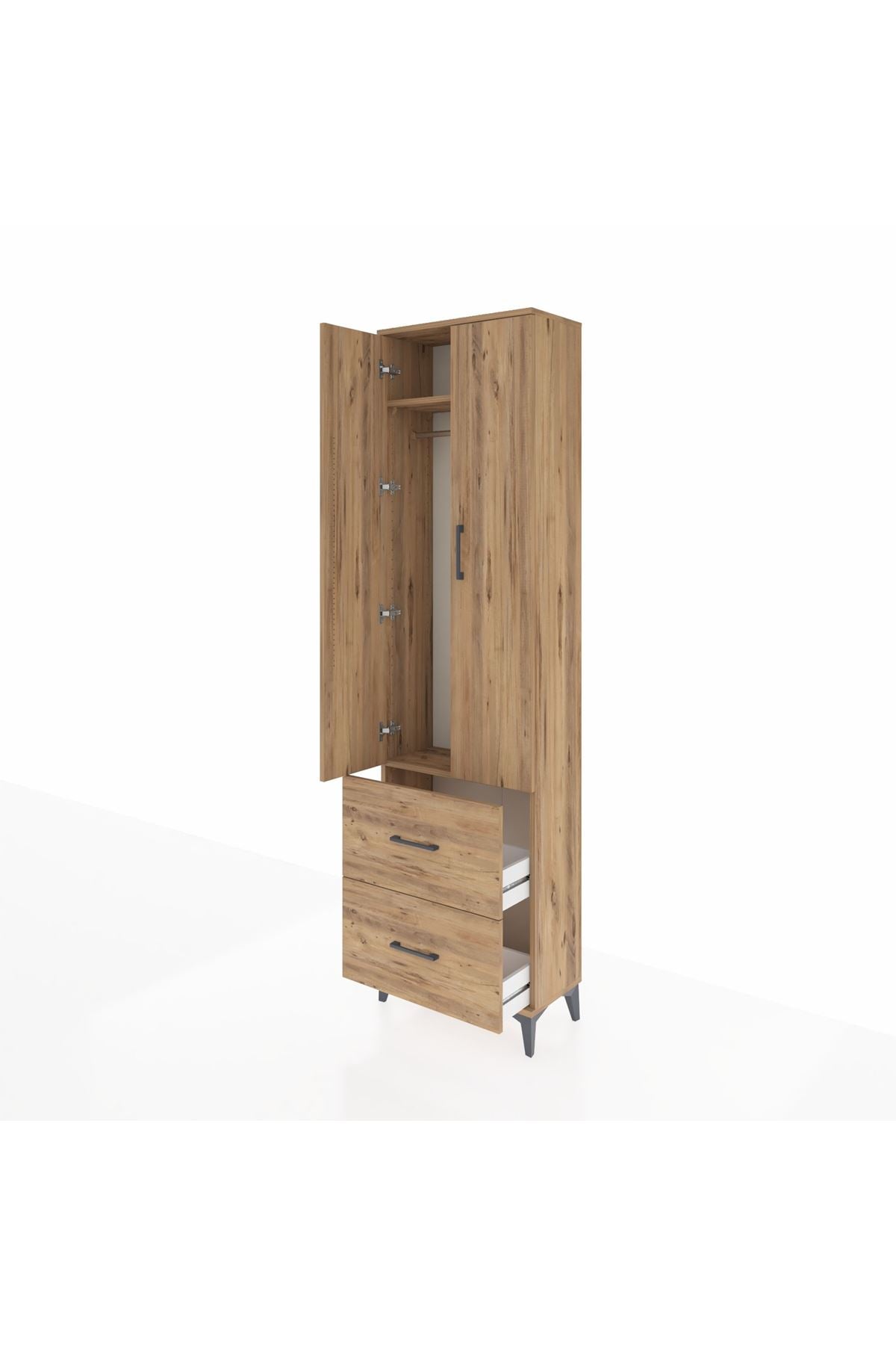 Arges Dolap 2 Raflı 2 Çekmeceli Tek Askılı 60x30x221 - S29M034V9A