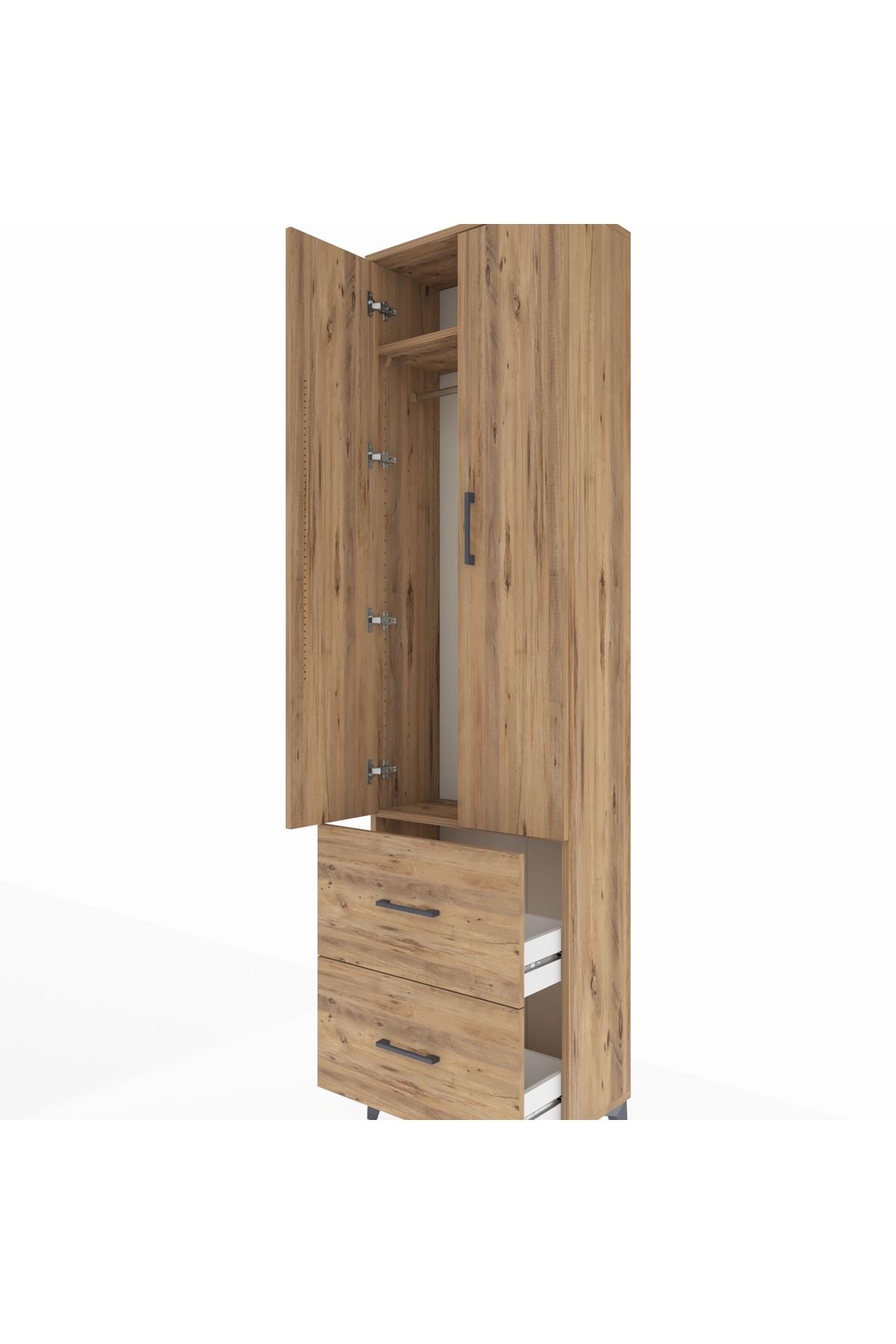Arges Dolap 2 Raflı 2 Çekmeceli Tek Askılı 60x30x221 - S29M034V9A