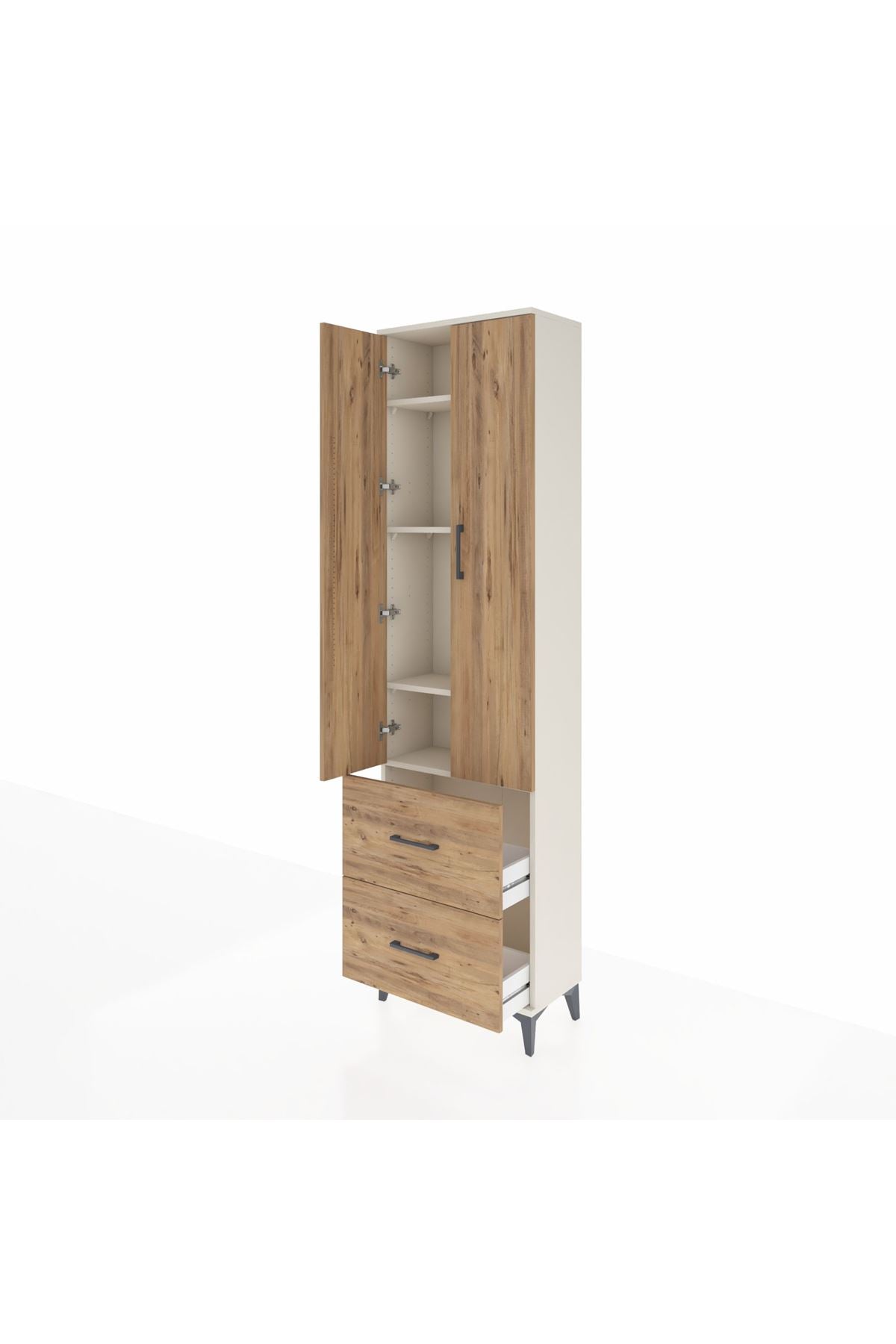 Arges Dolap 4 Raflı 2 Çekmeceli 2 Kapaklı 60x30x221 - S29M035V3A