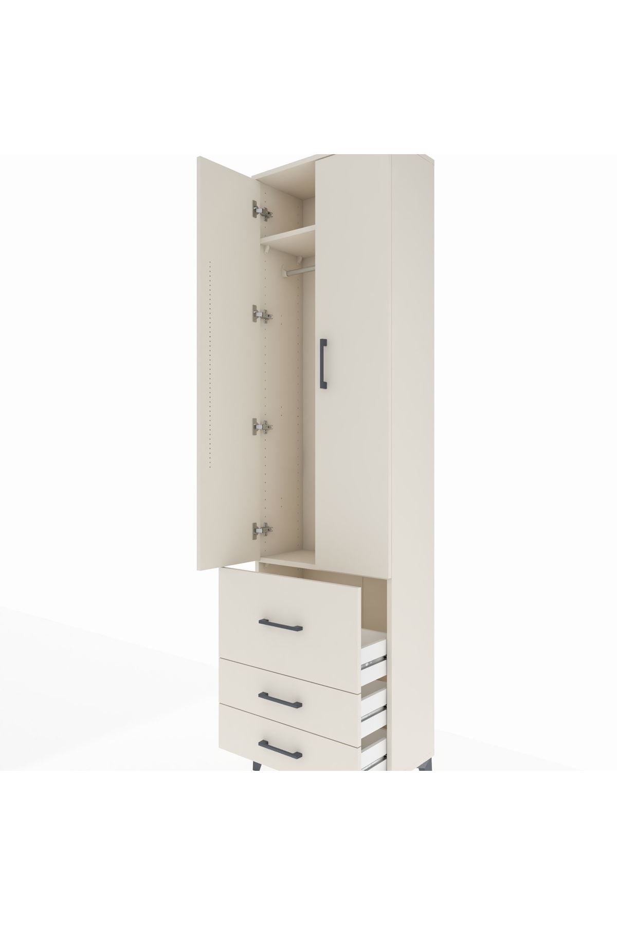 Arges Dolap 2 Raflı 3 Çekmeceli Tek Askılı 60x30x221 - S29M037V1A