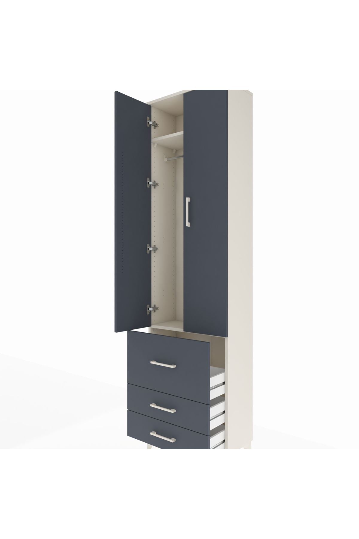 Arges Dolap 2 Raflı 3 Çekmeceli Tek Askılı 60x30x221 - S29M037V2A