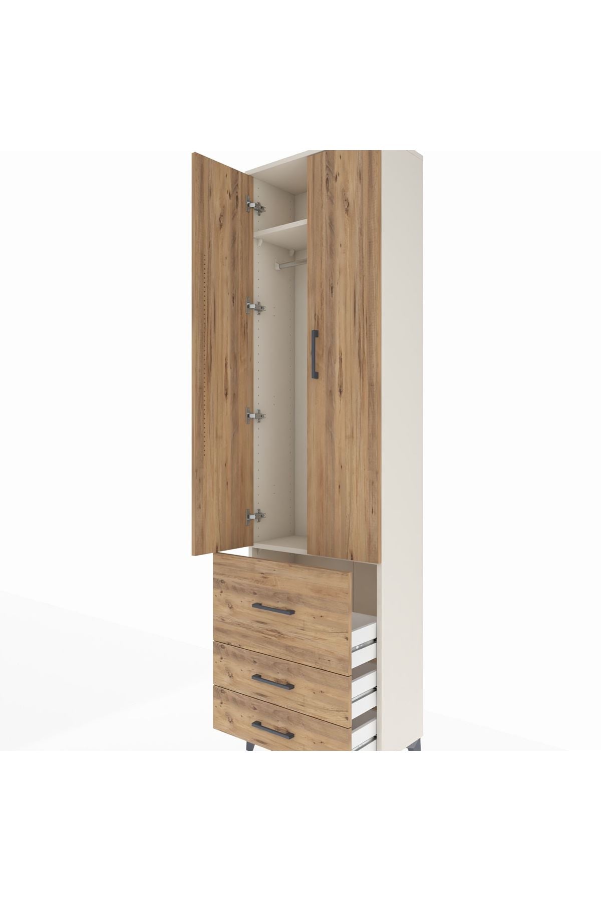 Arges Dolap 2 Raflı 3 Çekmeceli Tek Askılı 60x30x221 - S29M037V3A
