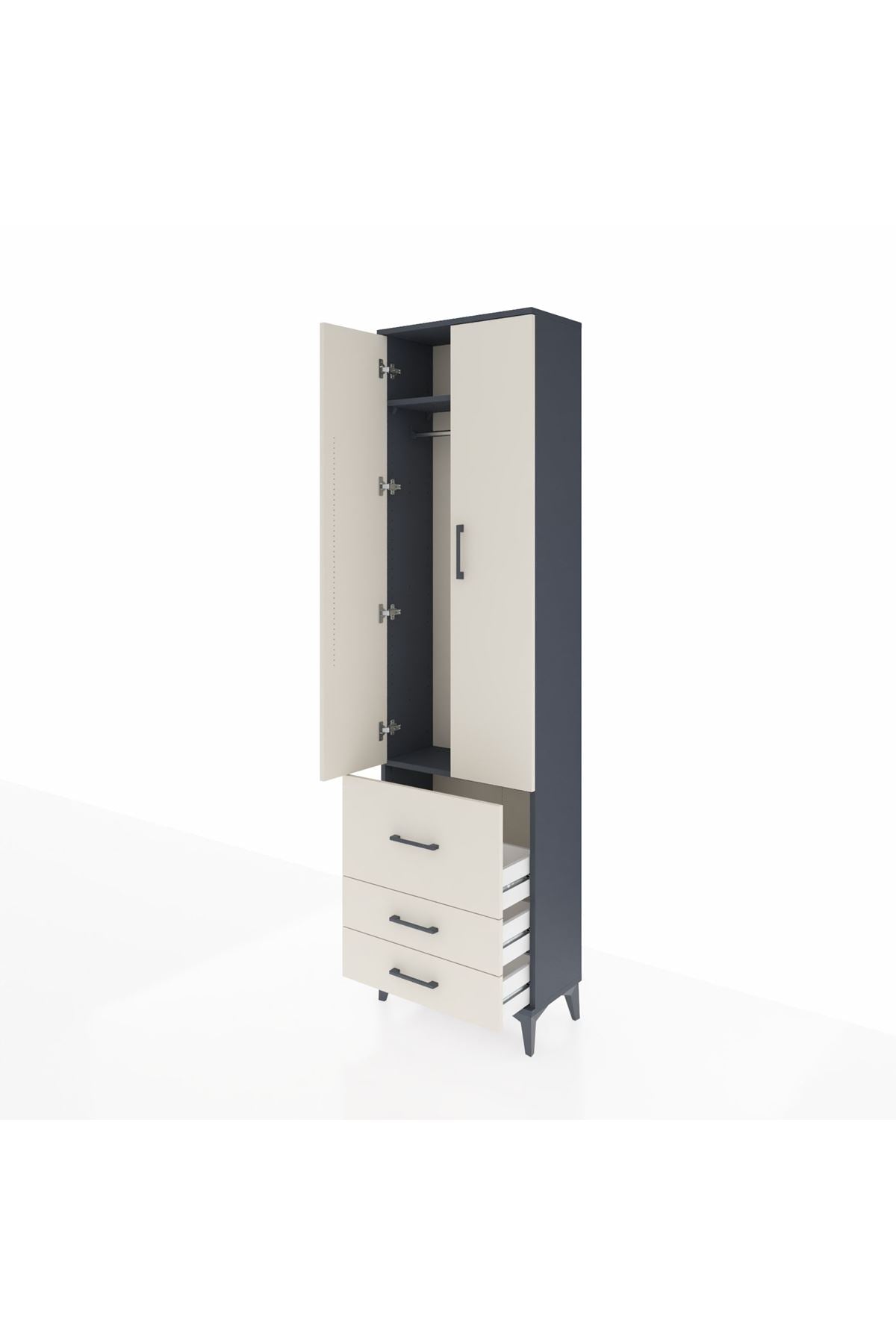 Arges Dolap 2 Raflı 3 Çekmeceli Tek Askılı 60x30x221 - S29M037V4A