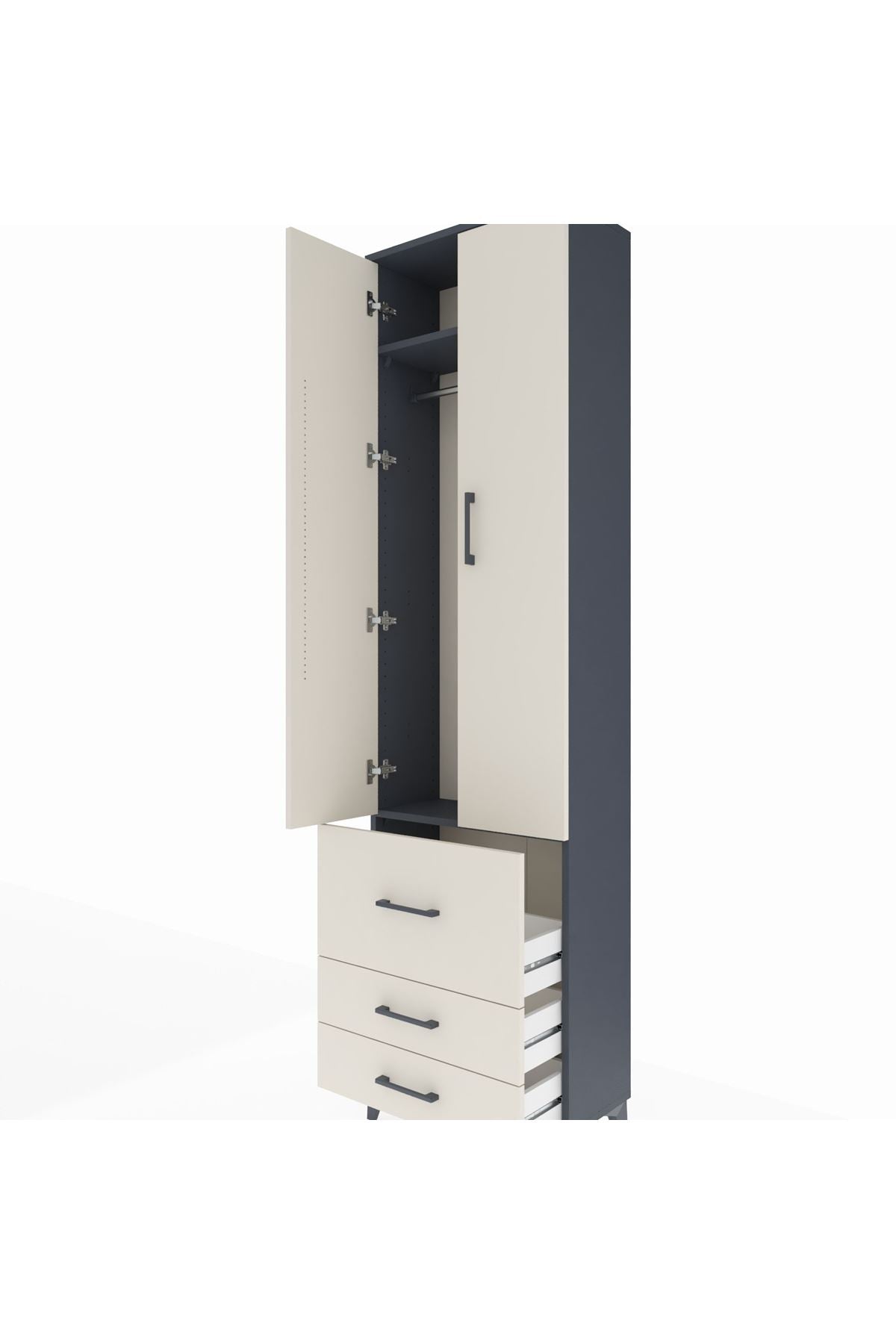 Arges Dolap 2 Raflı 3 Çekmeceli Tek Askılı 60x30x221 - S29M037V4A