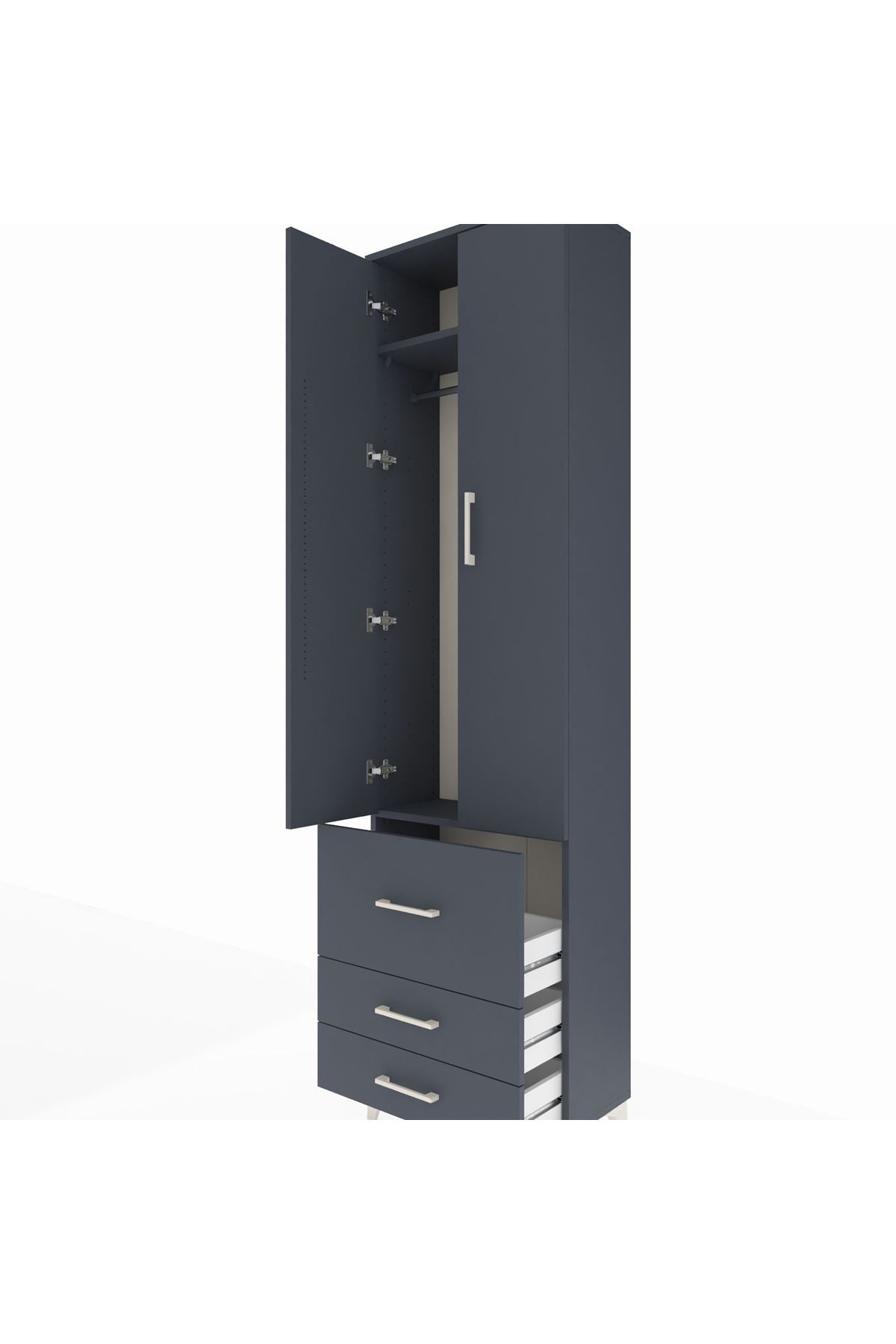 Arges Dolap 2 Raflı 3 Çekmeceli Tek Askılı 60x30x221 - S29M037V5A