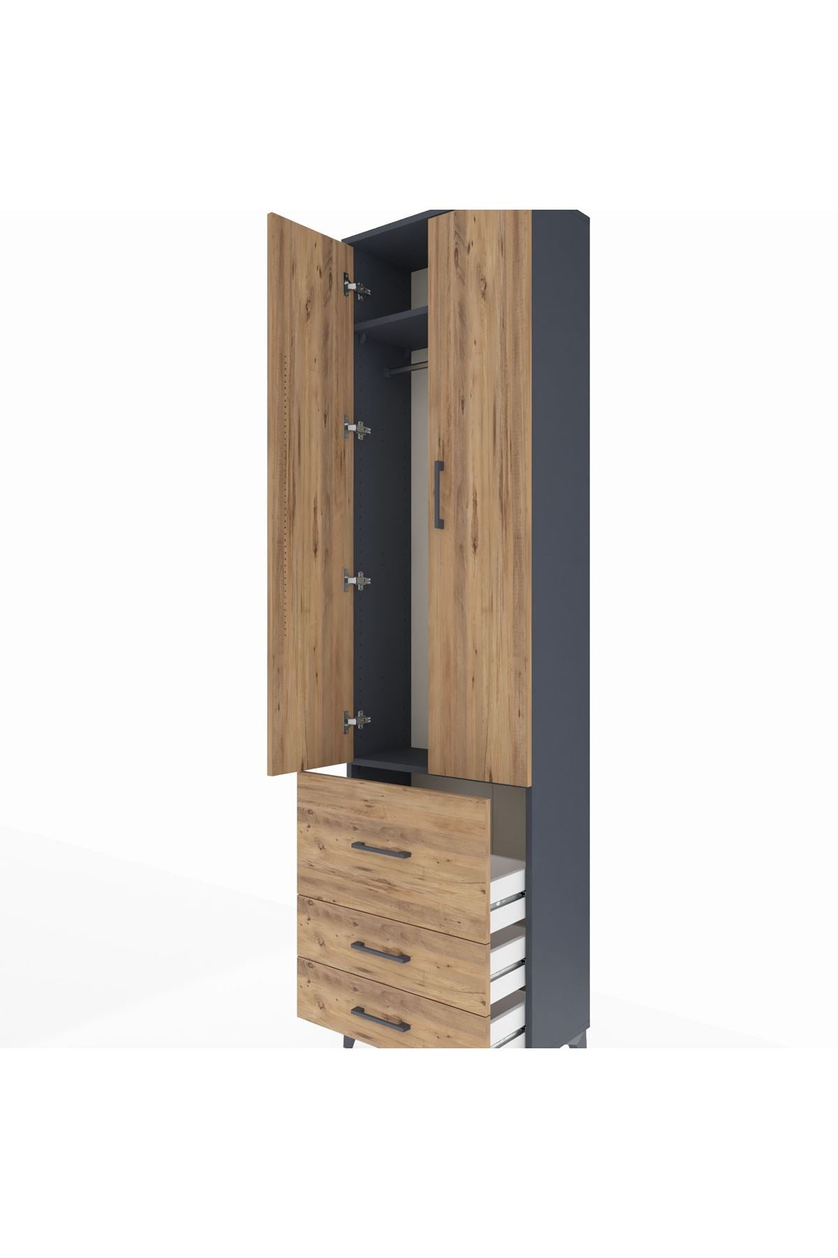Arges Dolap 2 Raflı 3 Çekmeceli Tek Askılı 60x30x221 - S29M037V6A