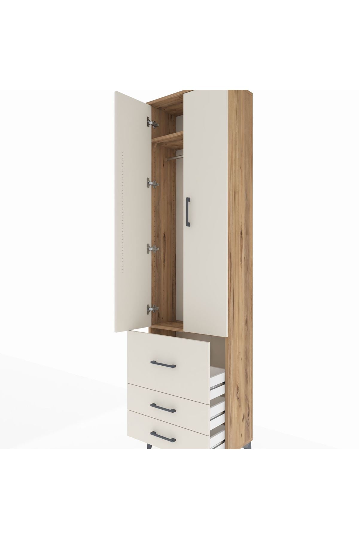 Arges Dolap 2 Raflı 3 Çekmeceli Tek Askılı 60x30x221 - S29M037V7A