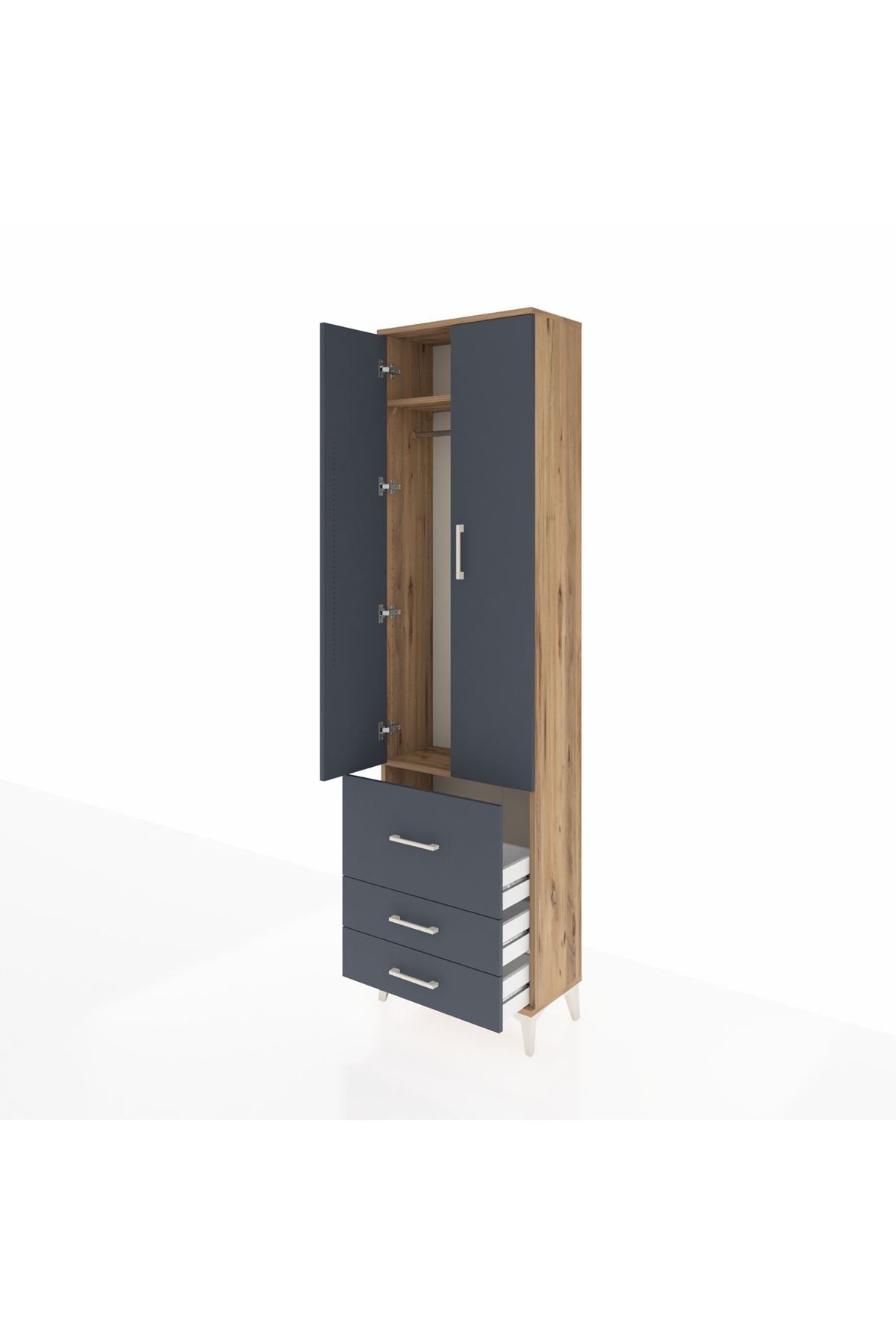 Arges Dolap 2 Raflı 3 Çekmeceli Tek Askılı 60x30x221 - S29M037V8A