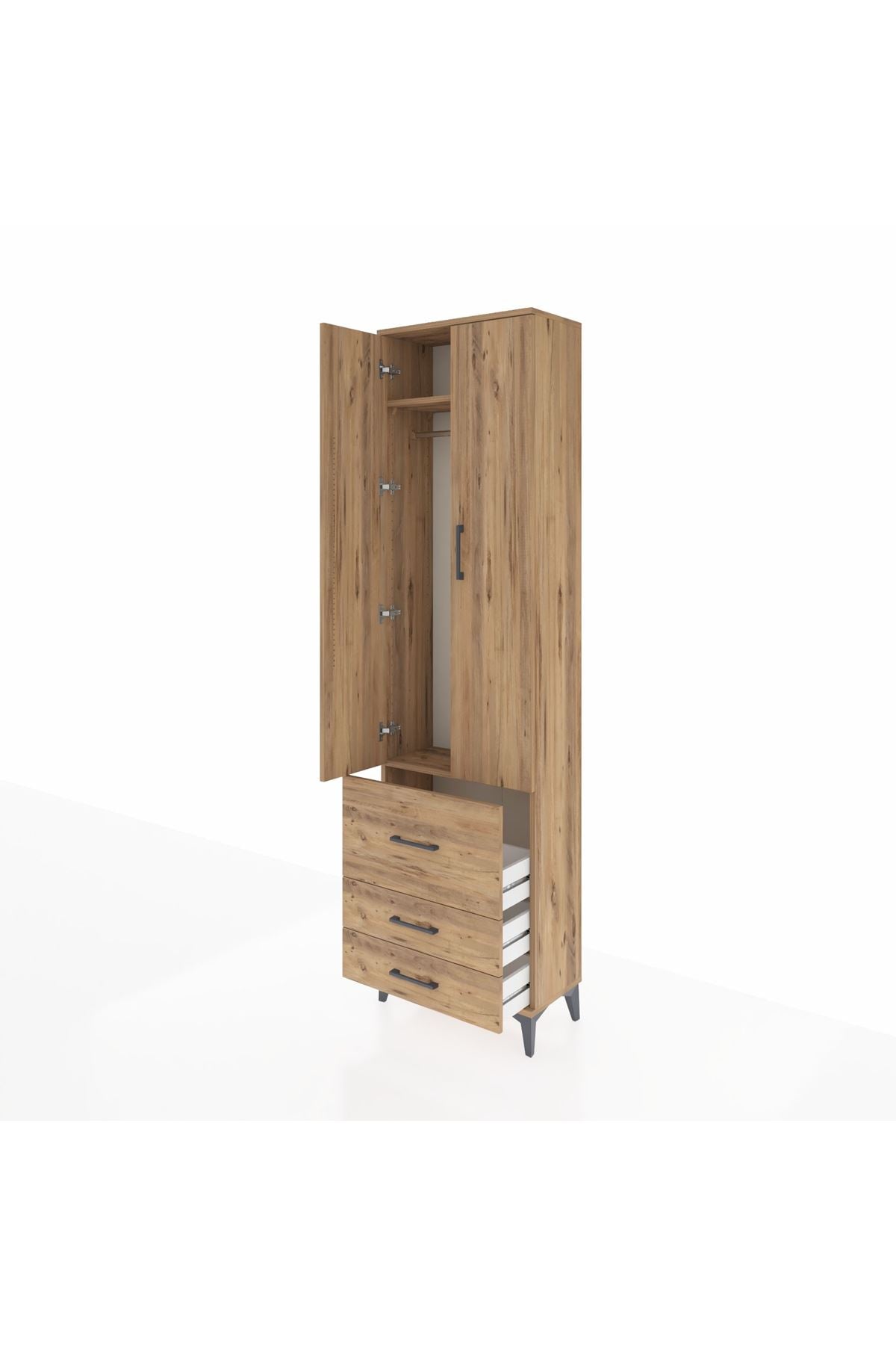 Arges Dolap 2 Raflı 3 Çekmeceli Tek Askılı 60x30x221 - S29M037V9A