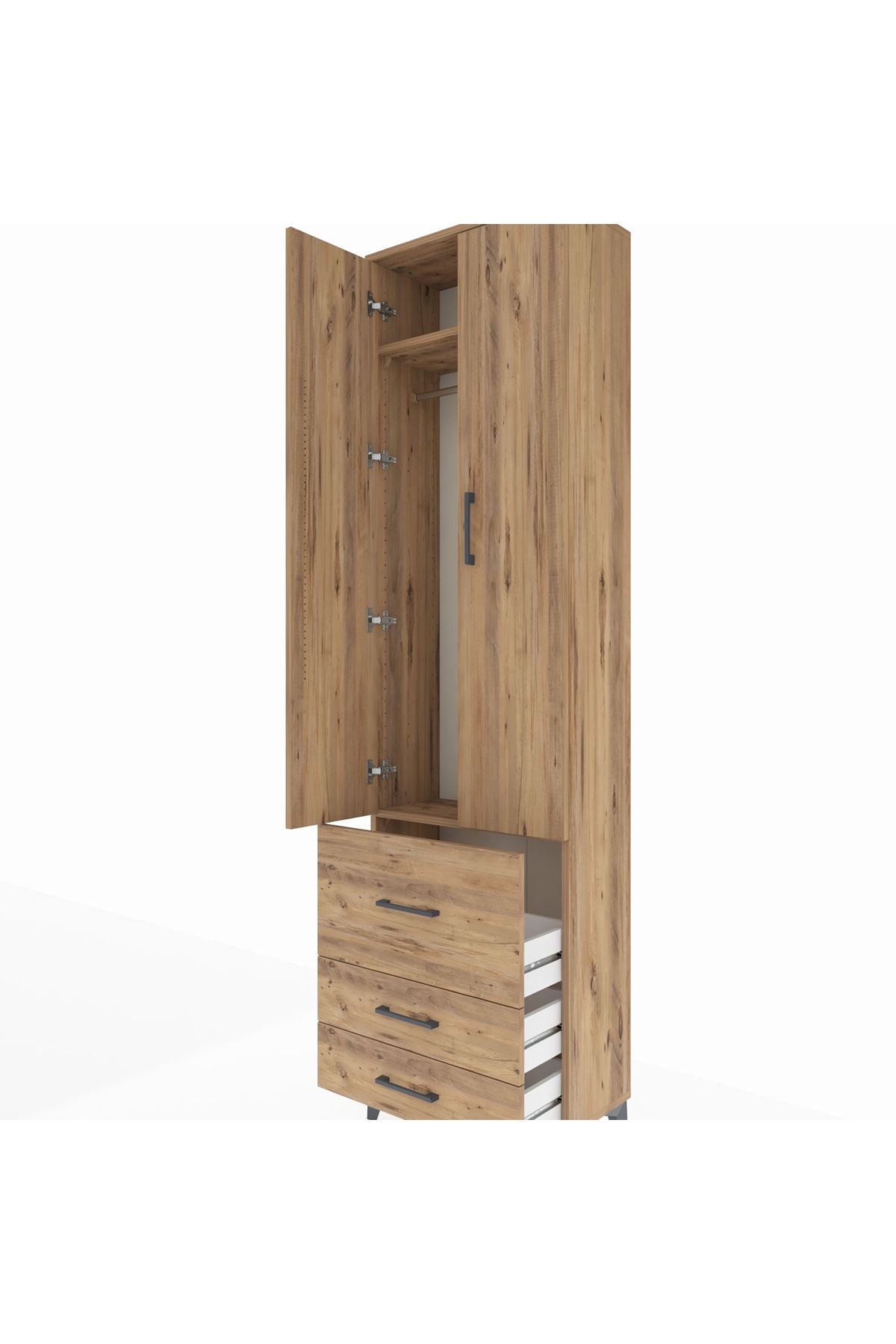 Arges Dolap 2 Raflı 3 Çekmeceli Tek Askılı 60x30x221 - S29M037V9A