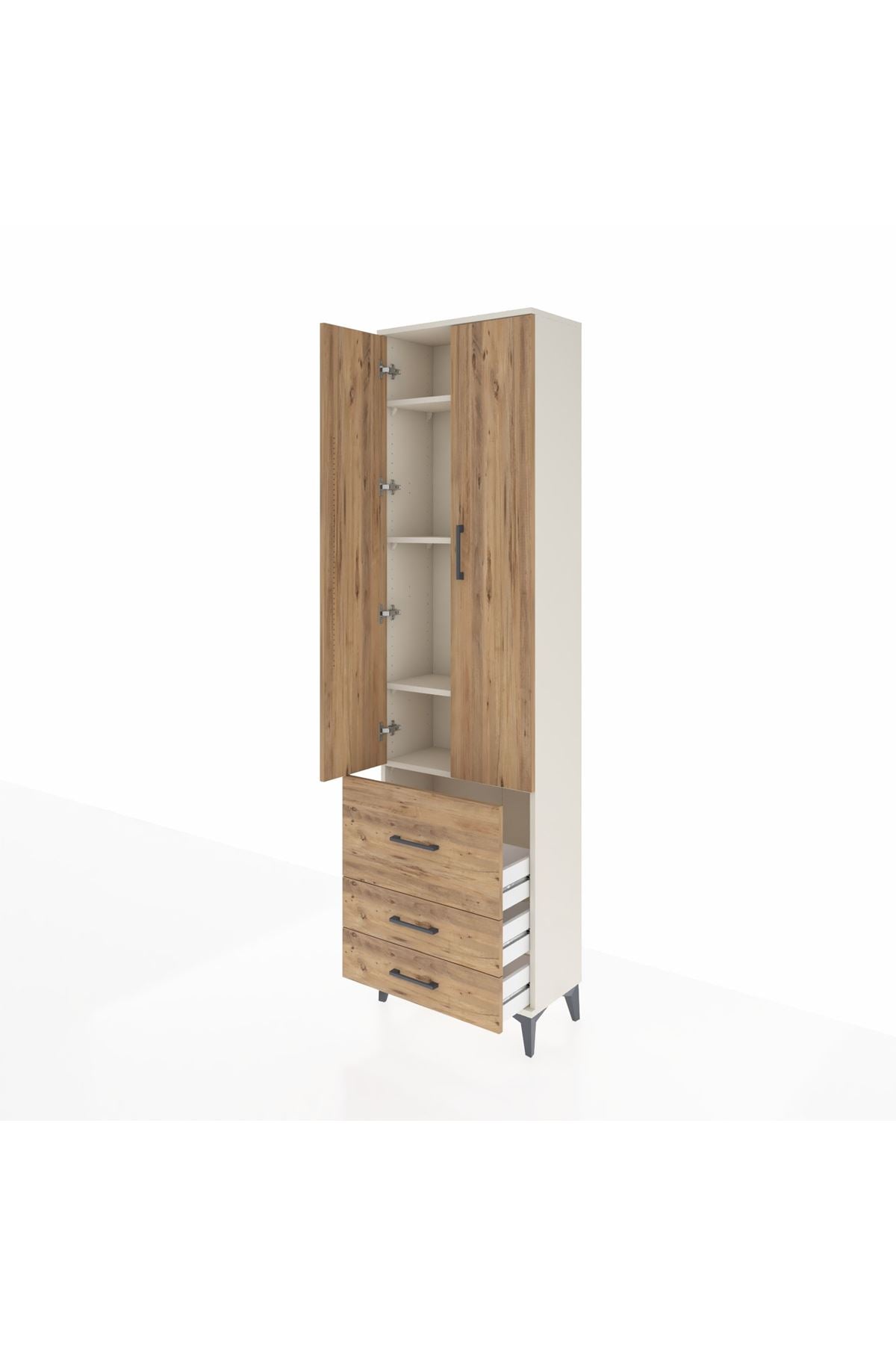 Arges Dolap 4 Raflı 3 Çekmeceli 2 Kapaklı 60x30x221 - S29M038V3A