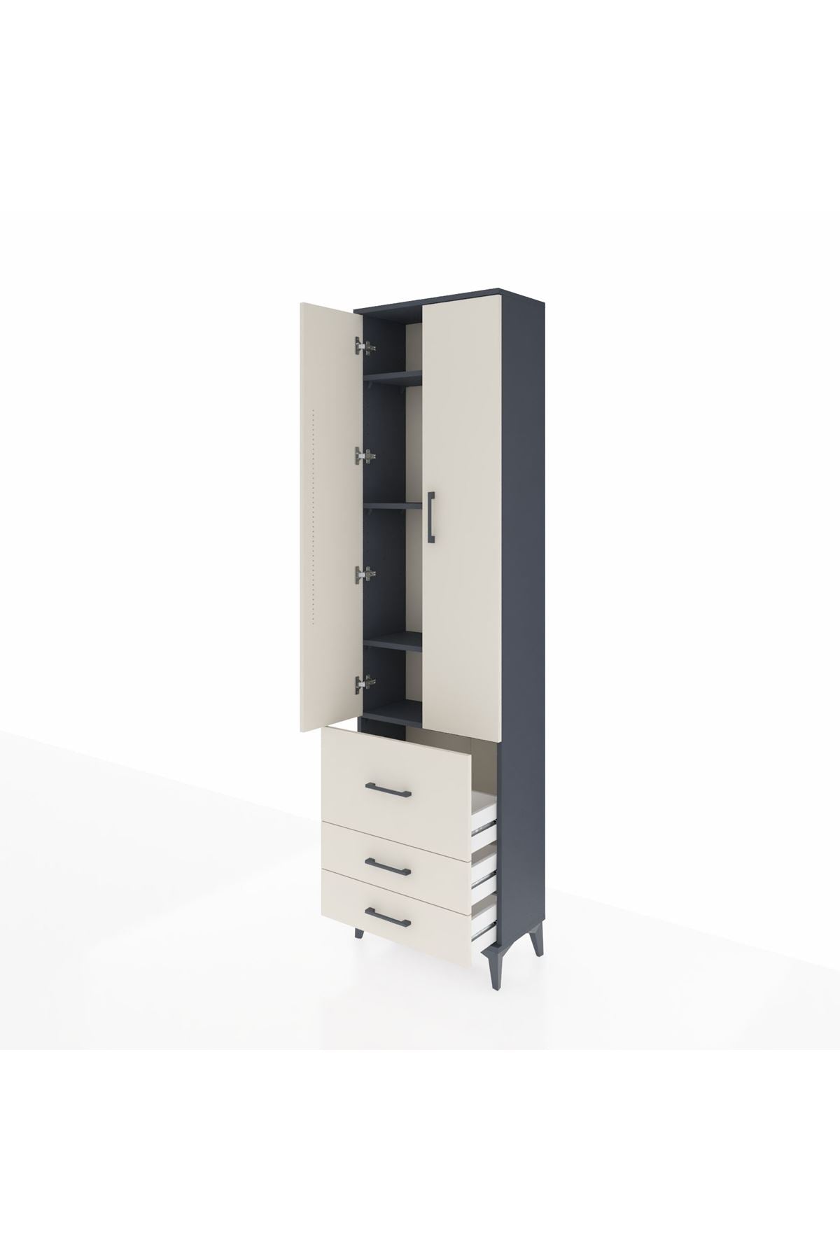 Arges Dolap 4 Raflı 3 Çekmeceli 2 Kapaklı 60x30x221 - S29M038V4A