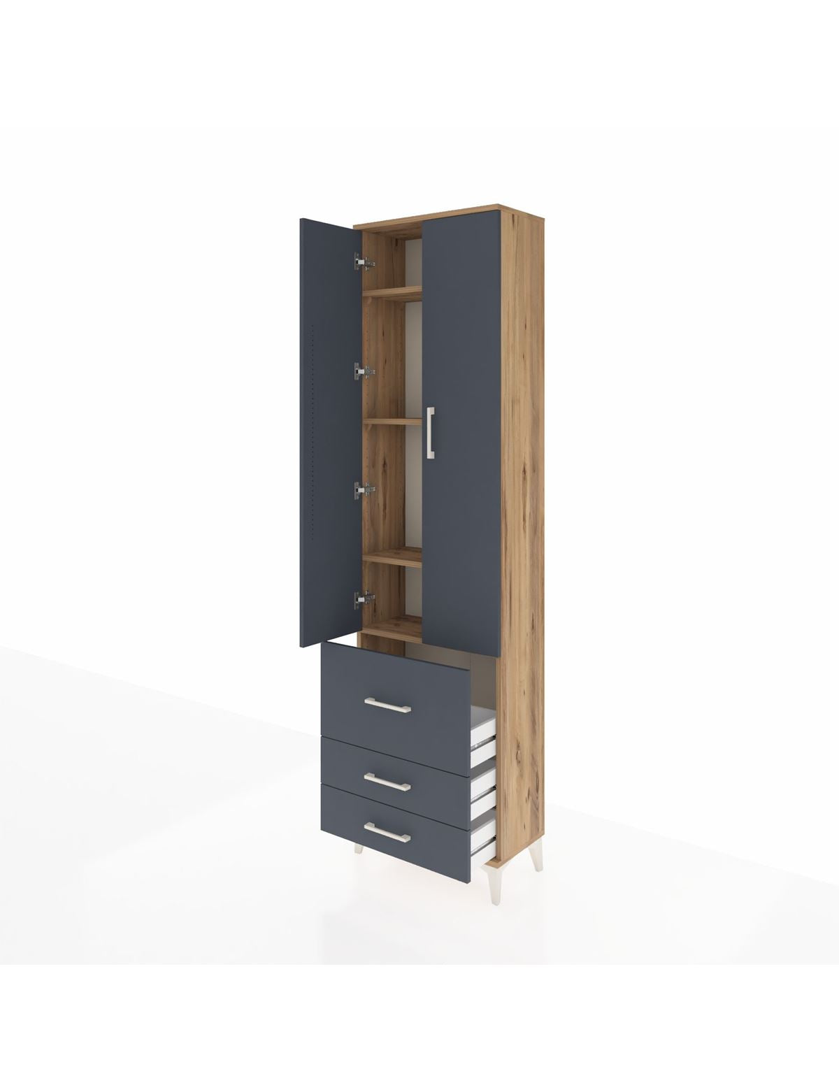 Arges Dolap 4 Raflı 3 Çekmeceli 2 Kapaklı 60x30x221 - S29M038V8A