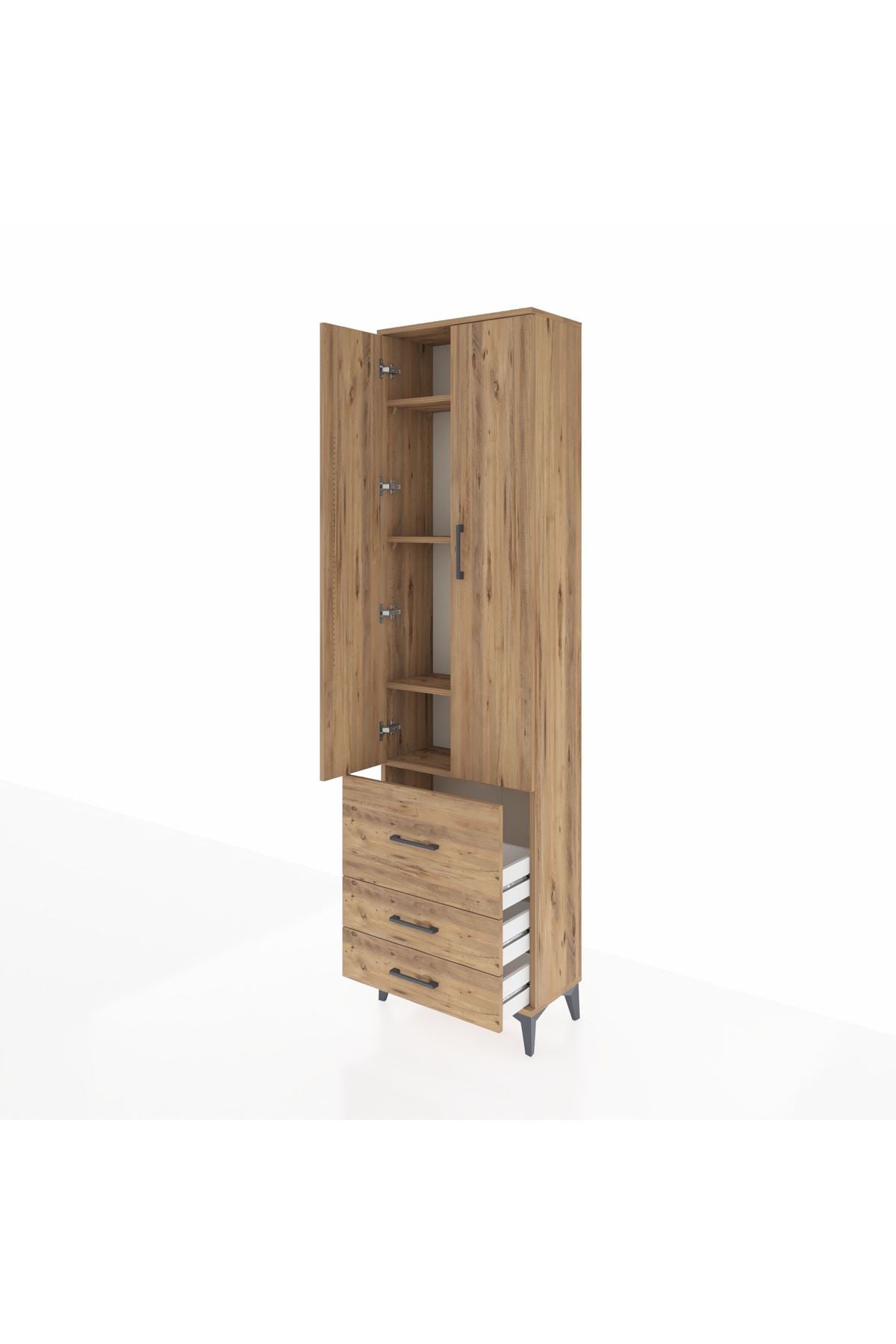 Arges Dolap 4 Raflı 3 Çekmeceli 2 Kapaklı 60x30x221 - S29M038V9A