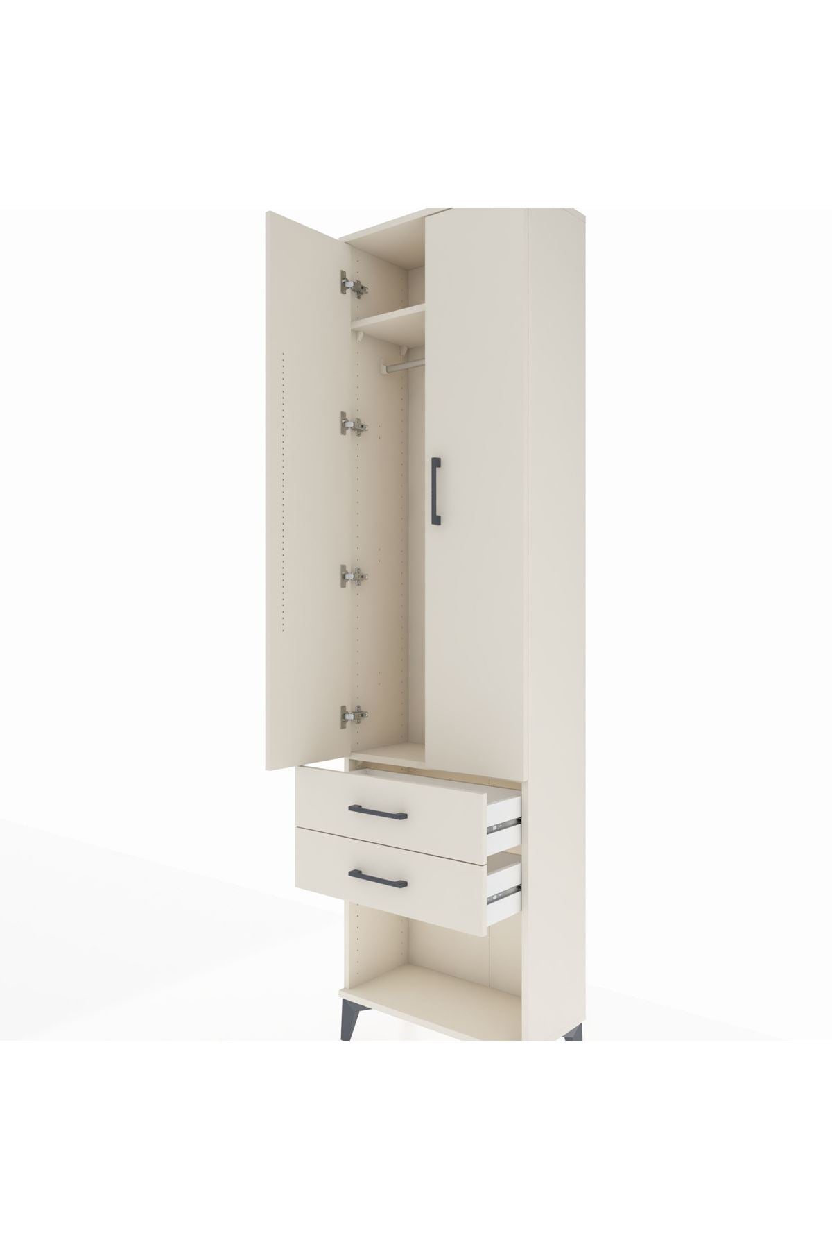 Arges Dolap 2 Raflı 2 Çekmeceli Tek Askılı 60x30x221 - S29M040V1A