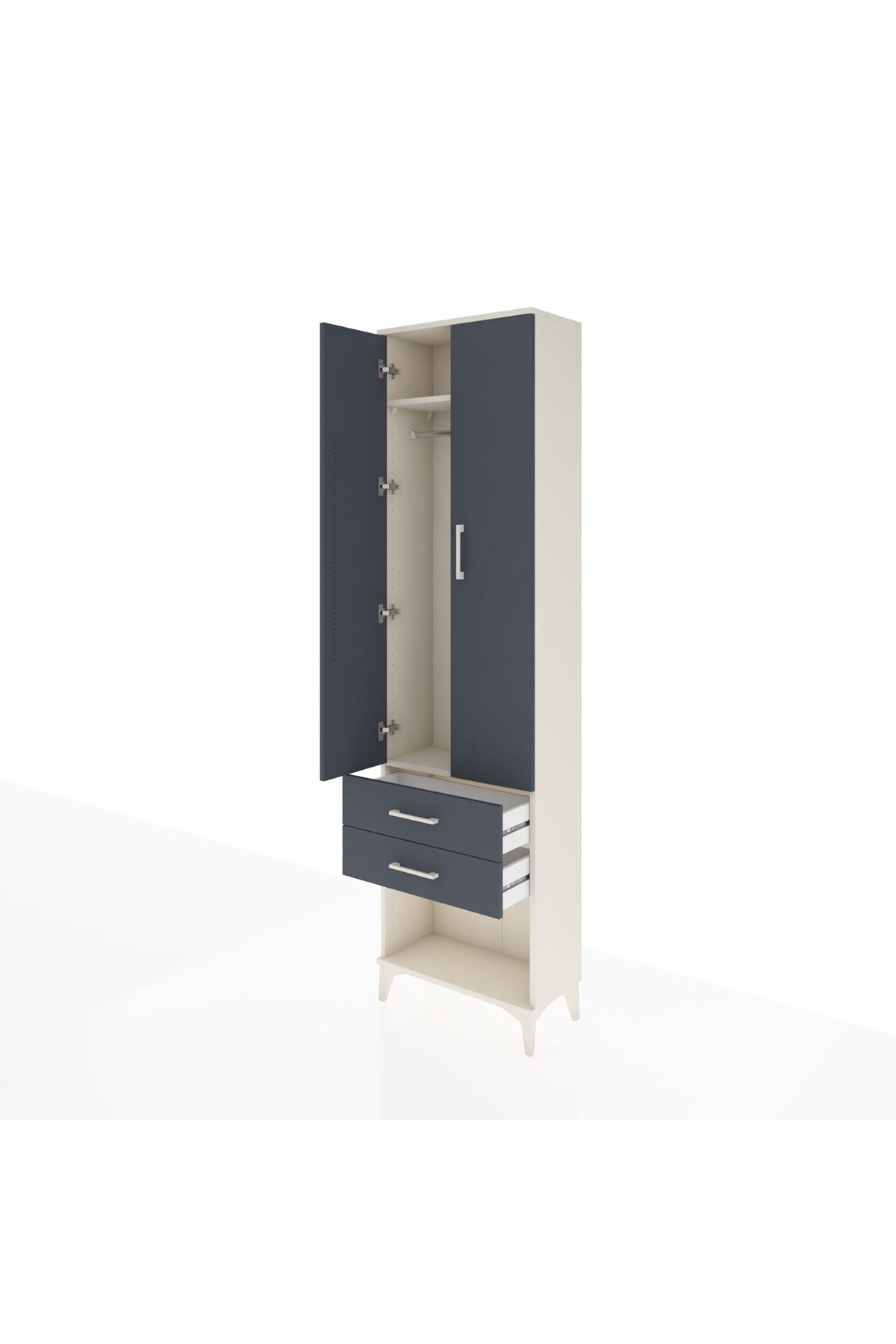Arges Dolap 2 Raflı 2 Çekmeceli Tek Askılı 60x30x221 - S29M040V2A
