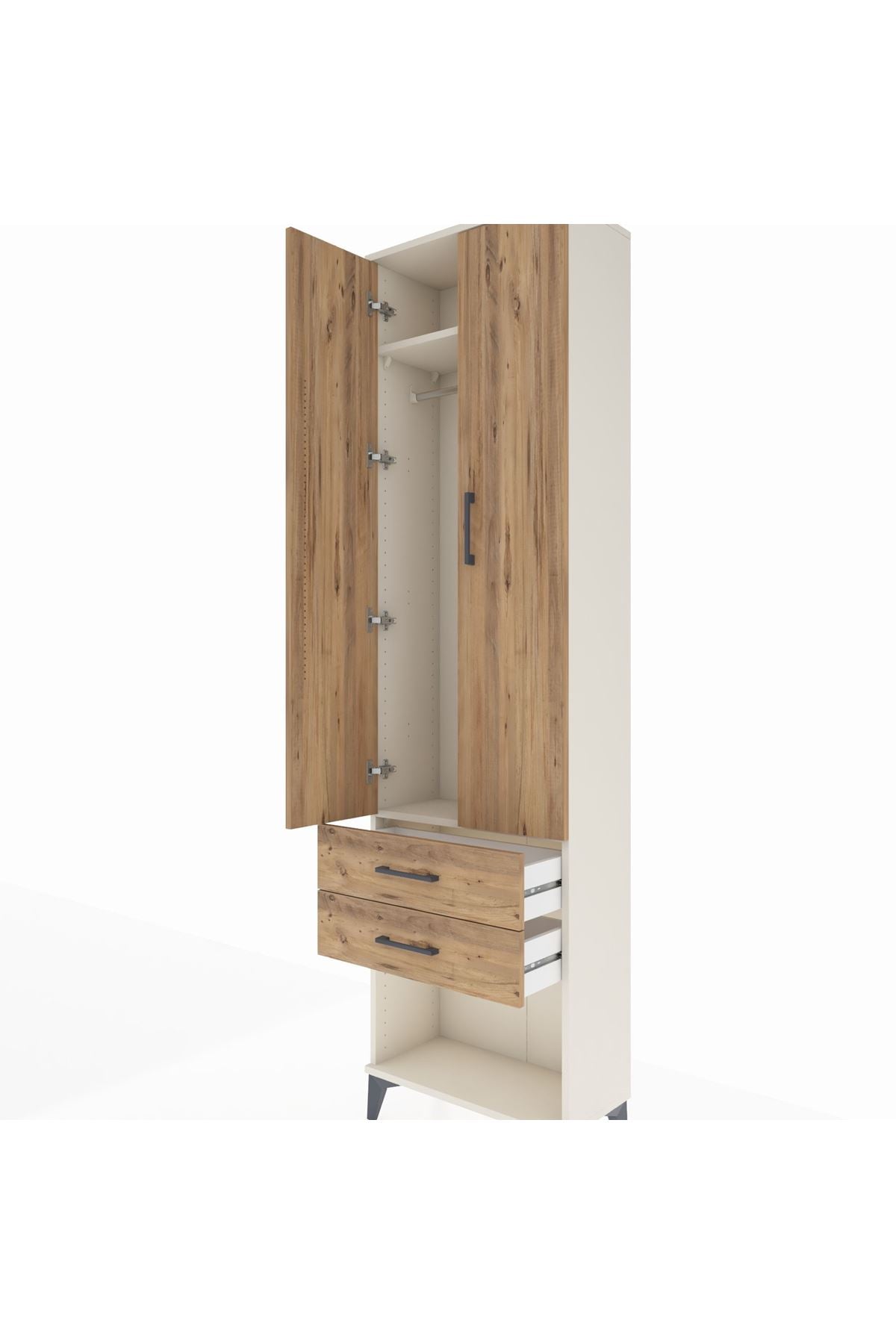 Arges Dolap 2 Raflı 2 Çekmeceli Tek Askılı 60x30x221 - S29M040V3A